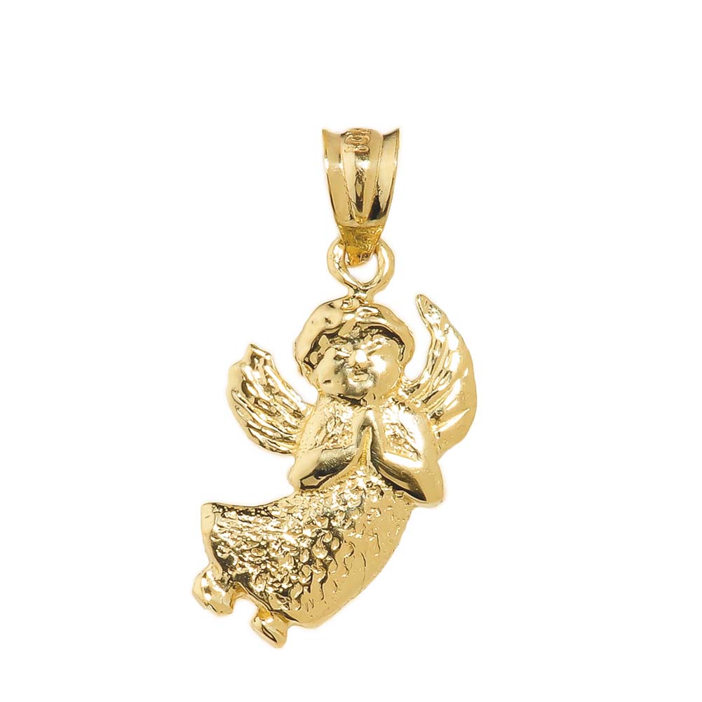 Yellow Gold Angel Charm Pendant, view 2