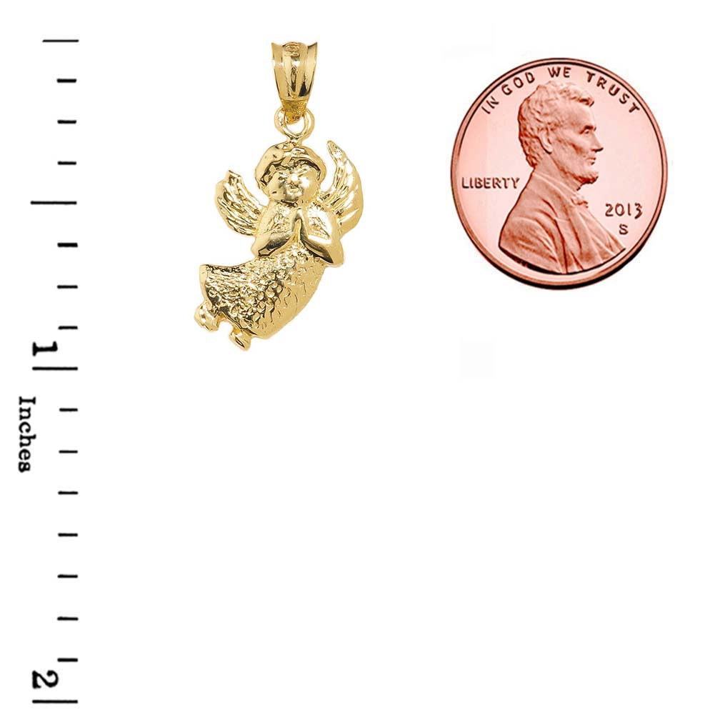 Yellow Gold Angel Charm Pendant, view 3