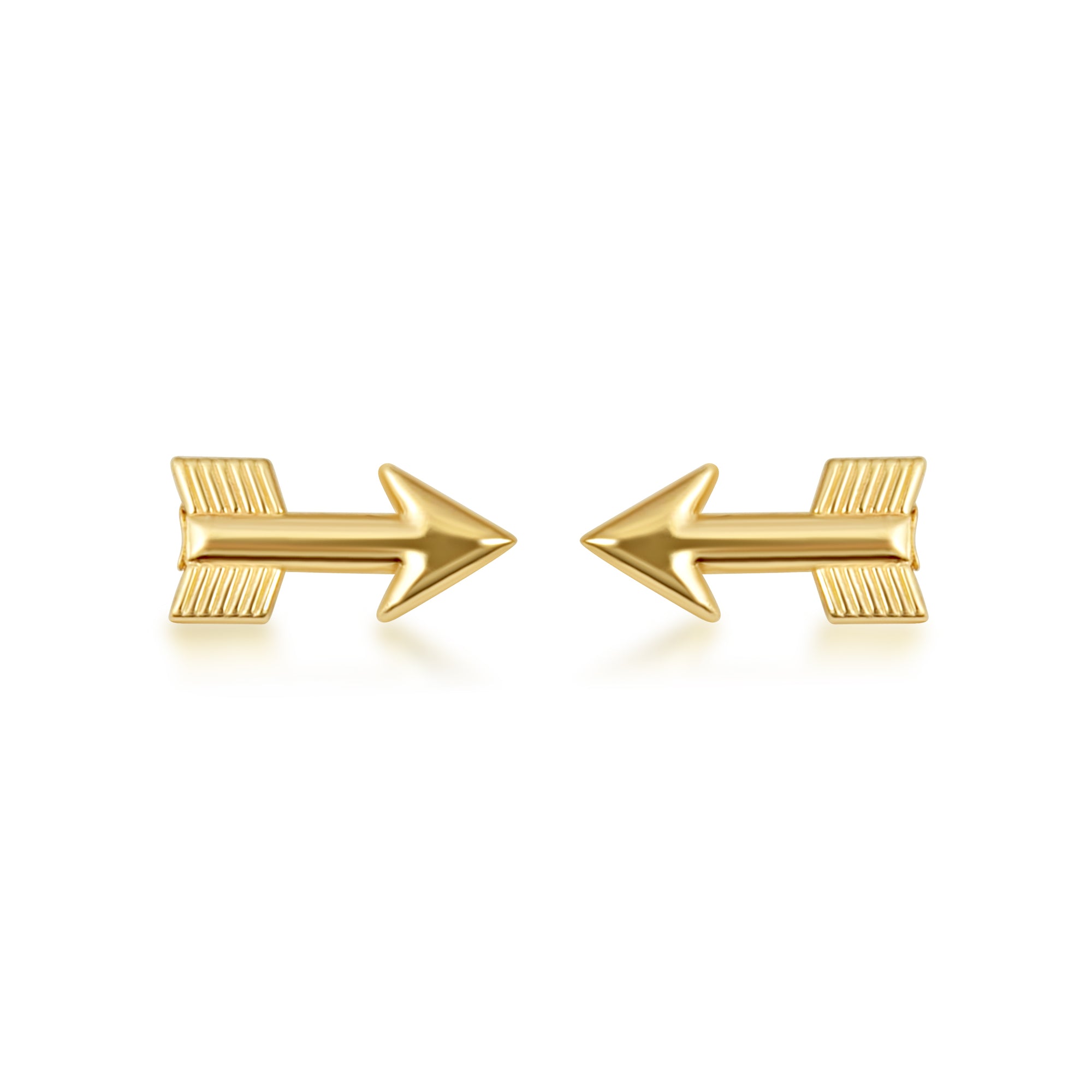 Yellow Gold Arrowhead Stud Earrings, view 4