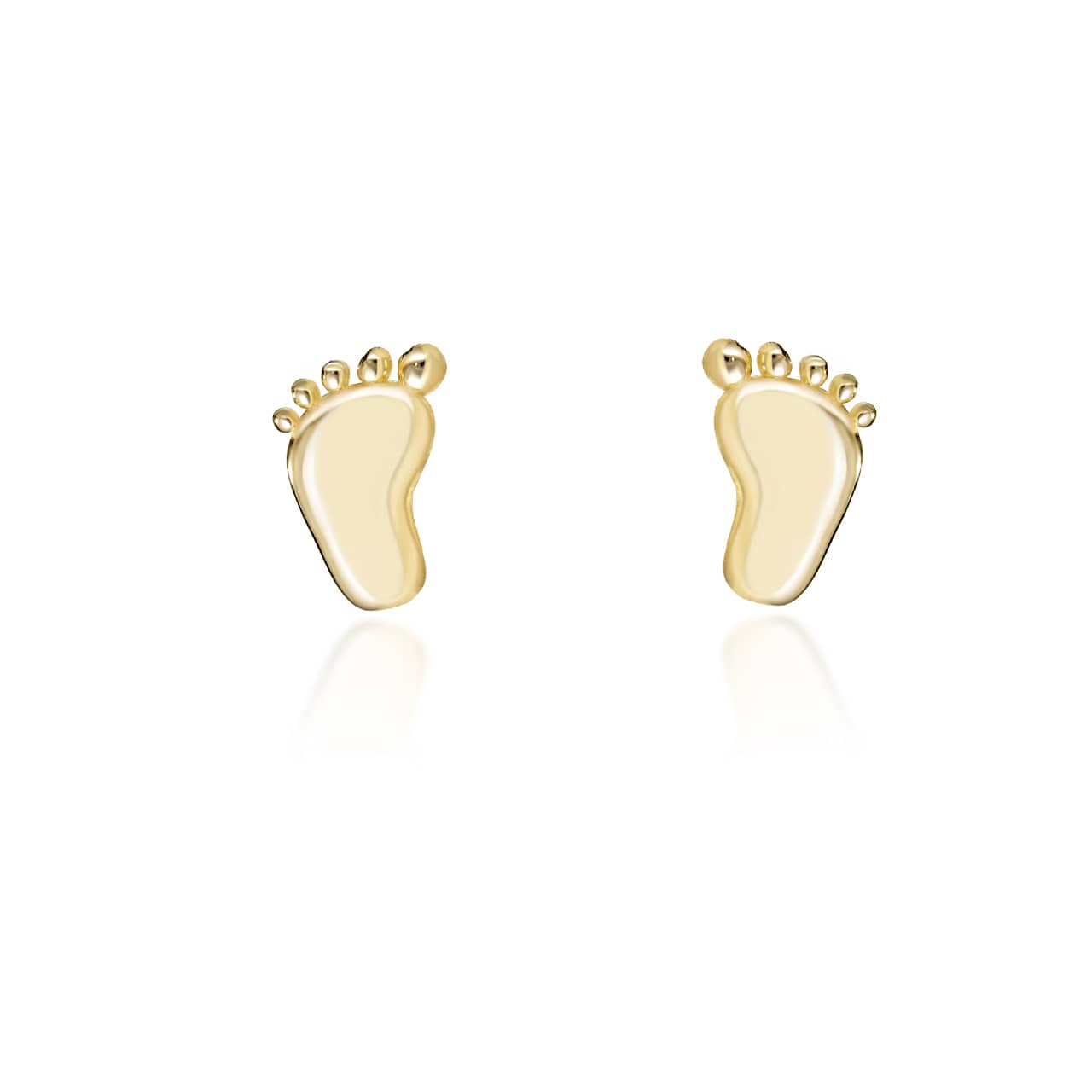 Yellow Gold Baby Foot Print Stud Earrings