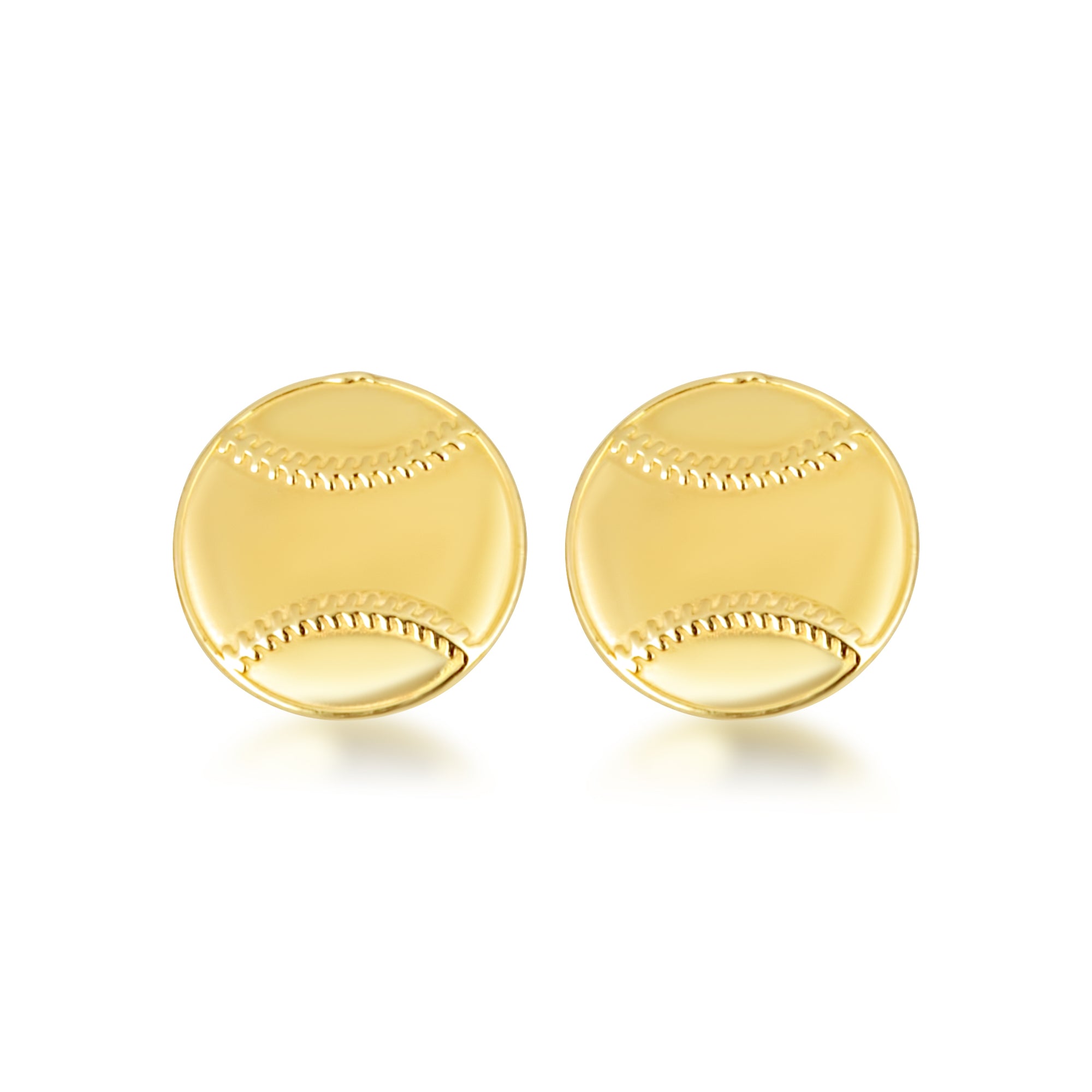 Yellow Gold Baseball Sports Athletic Stud Earrings, view 4
