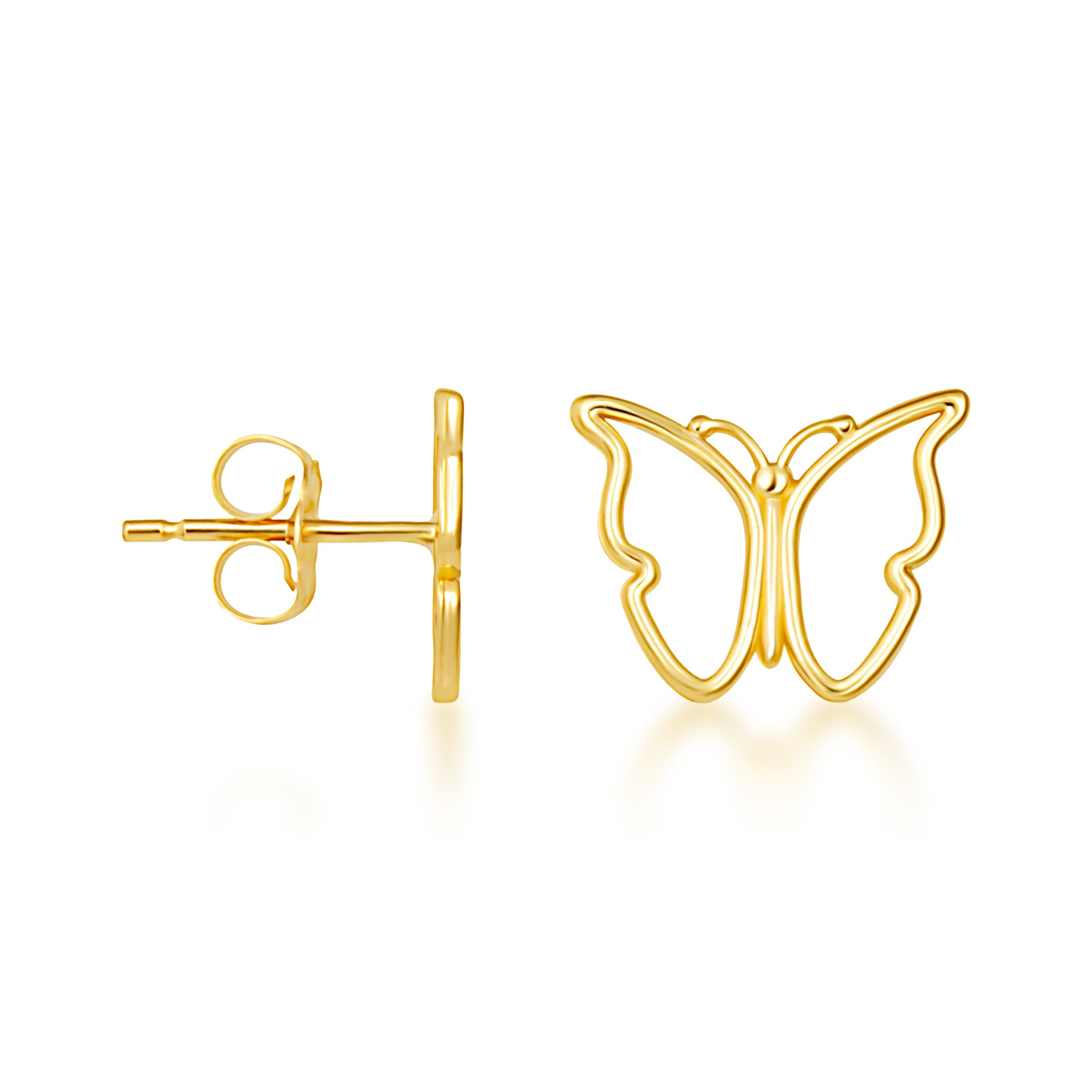 Yellow Gold Butterfly Nature Stud Earrings