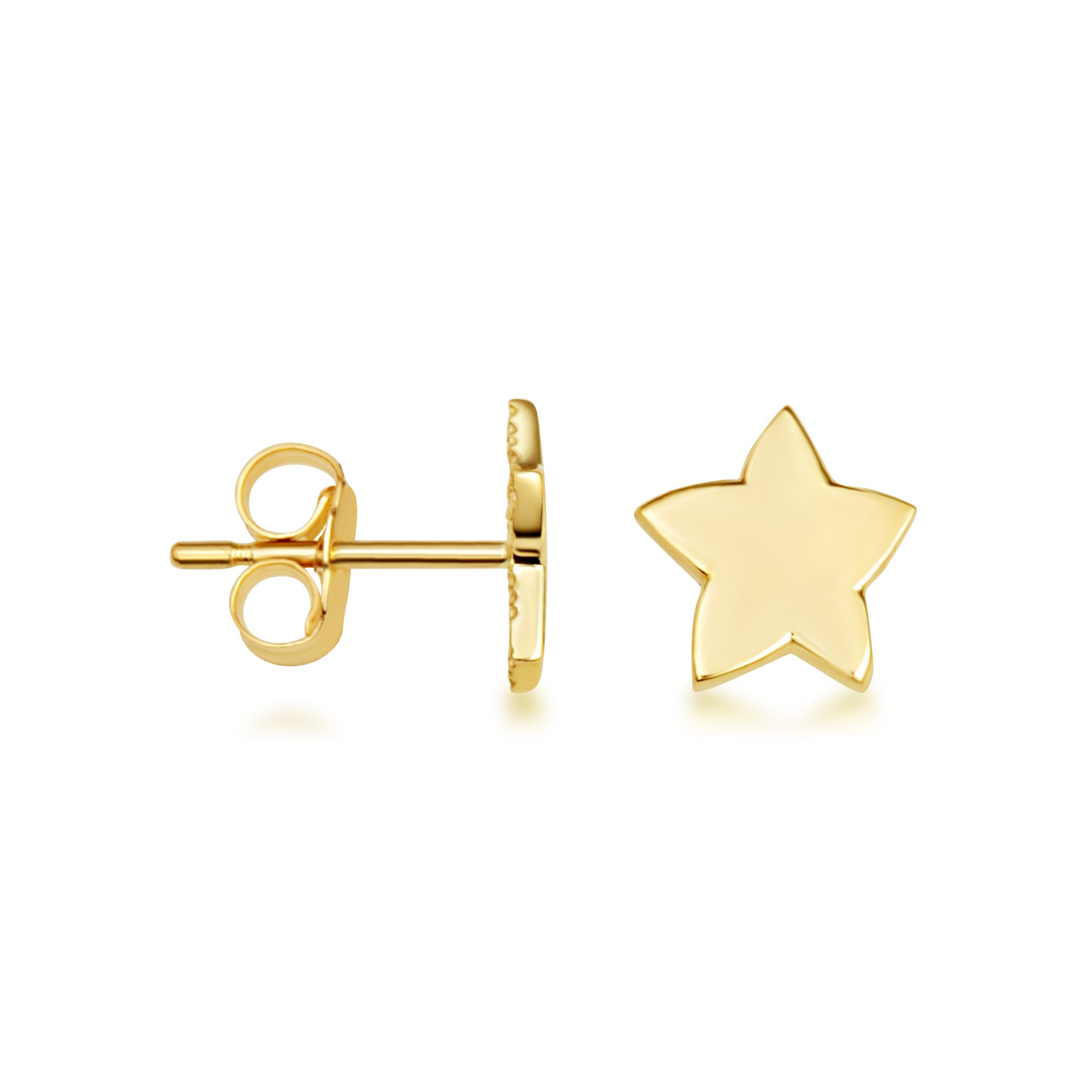 Yellow Gold Celestial Star Stud Earrings