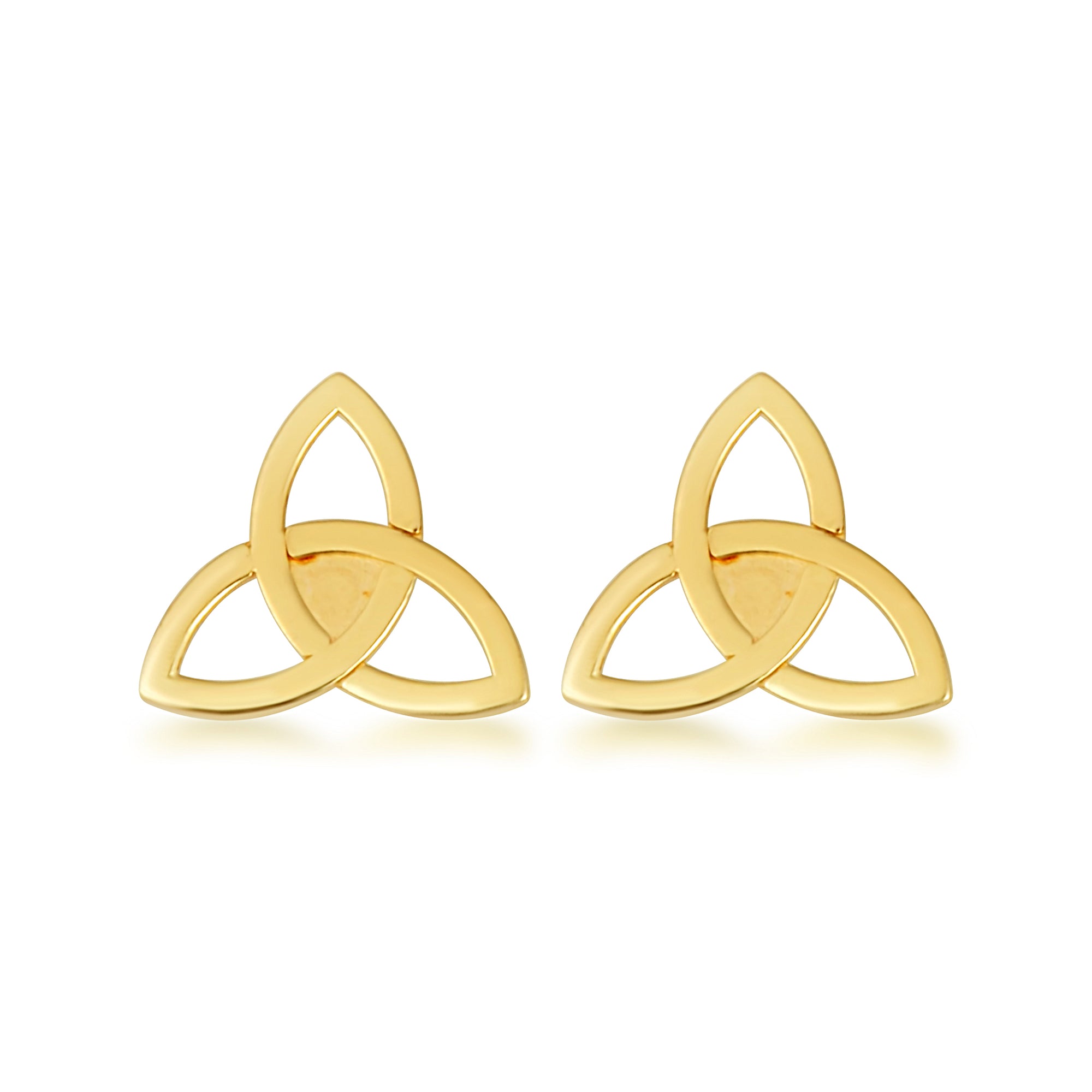 Yellow Gold Celtic Trinity Irish Stud Earrings, view 4