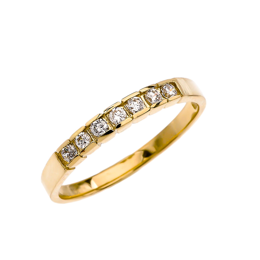 Yellow Gold Channel Set Diamond Wedding Band Ring
