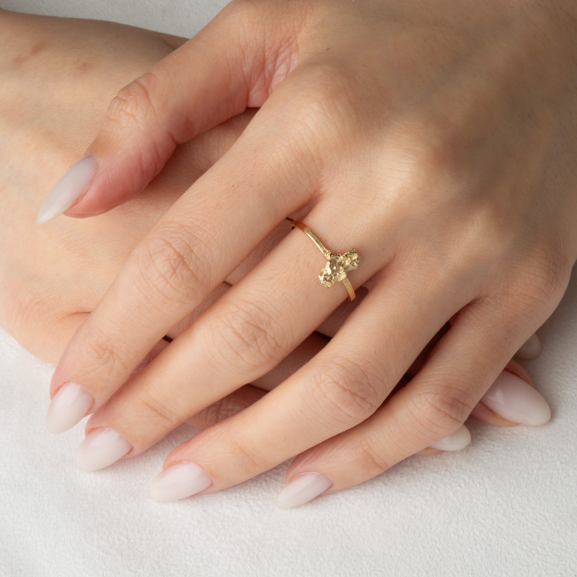 Yellow Gold Chunky Nugget Ring, view 2
