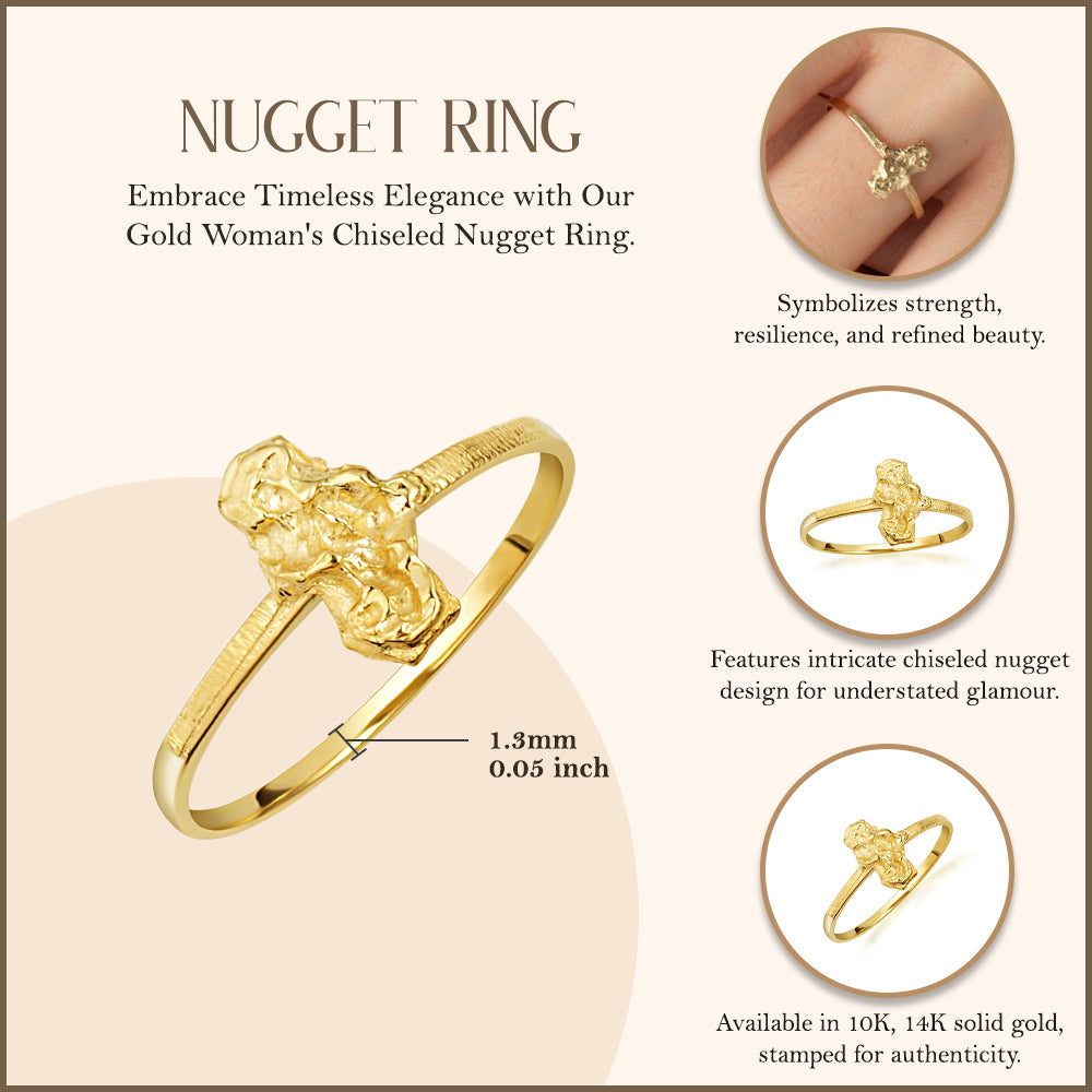 Yellow Gold Chunky Nugget Ring, view 3
