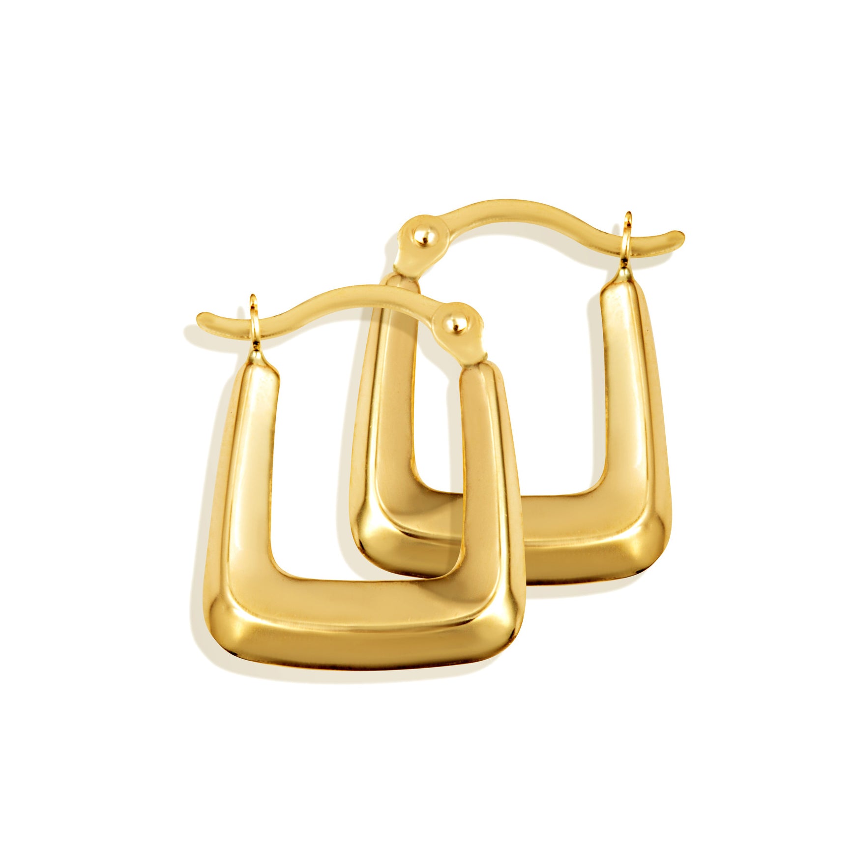 Yellow Gold Classic Square Hoop Earrings