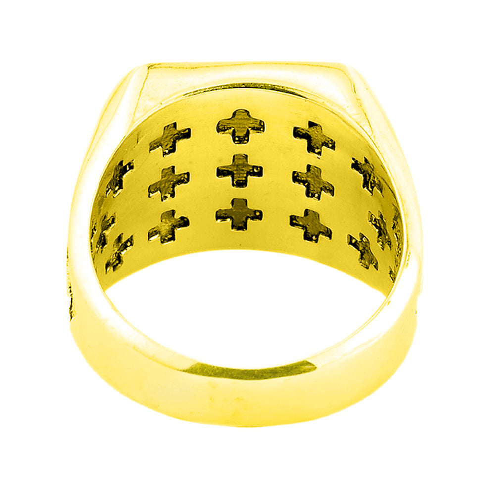 Yellow Gold Crusaders Band Jerusalem Cross Ring for Men, view 2