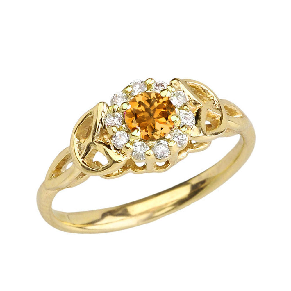 Yellow Gold Diamond and Citrine Engagement/Promise Ring
