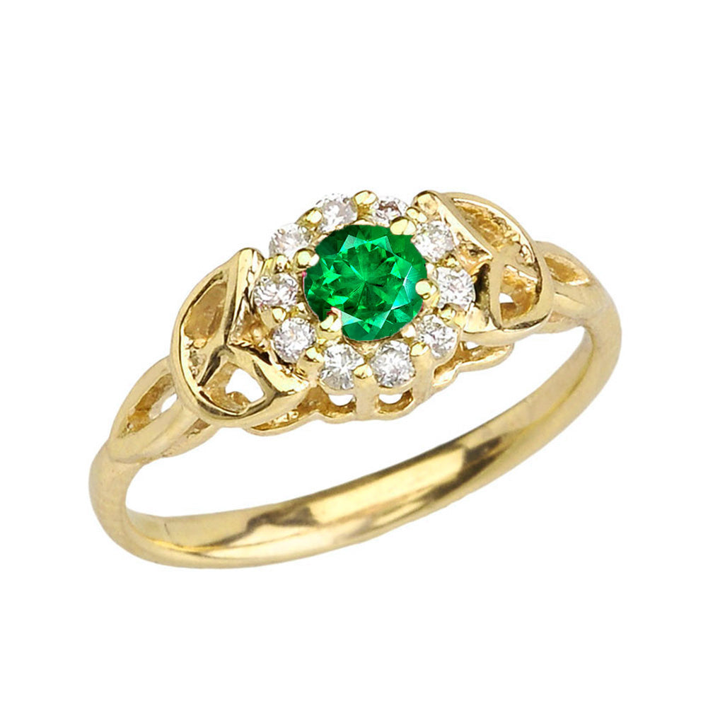 Yellow Gold Diamond and Emerald Engagement/Promise Ring