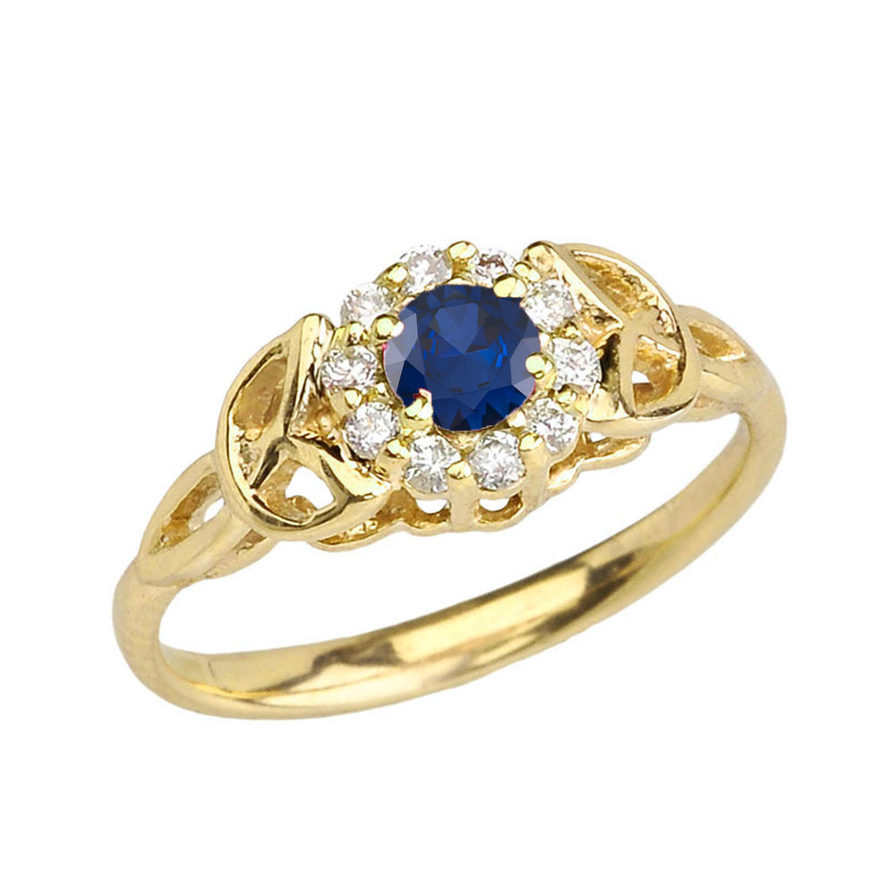 Yellow Gold Diamond and Sapphire Engagement/Promise Ring