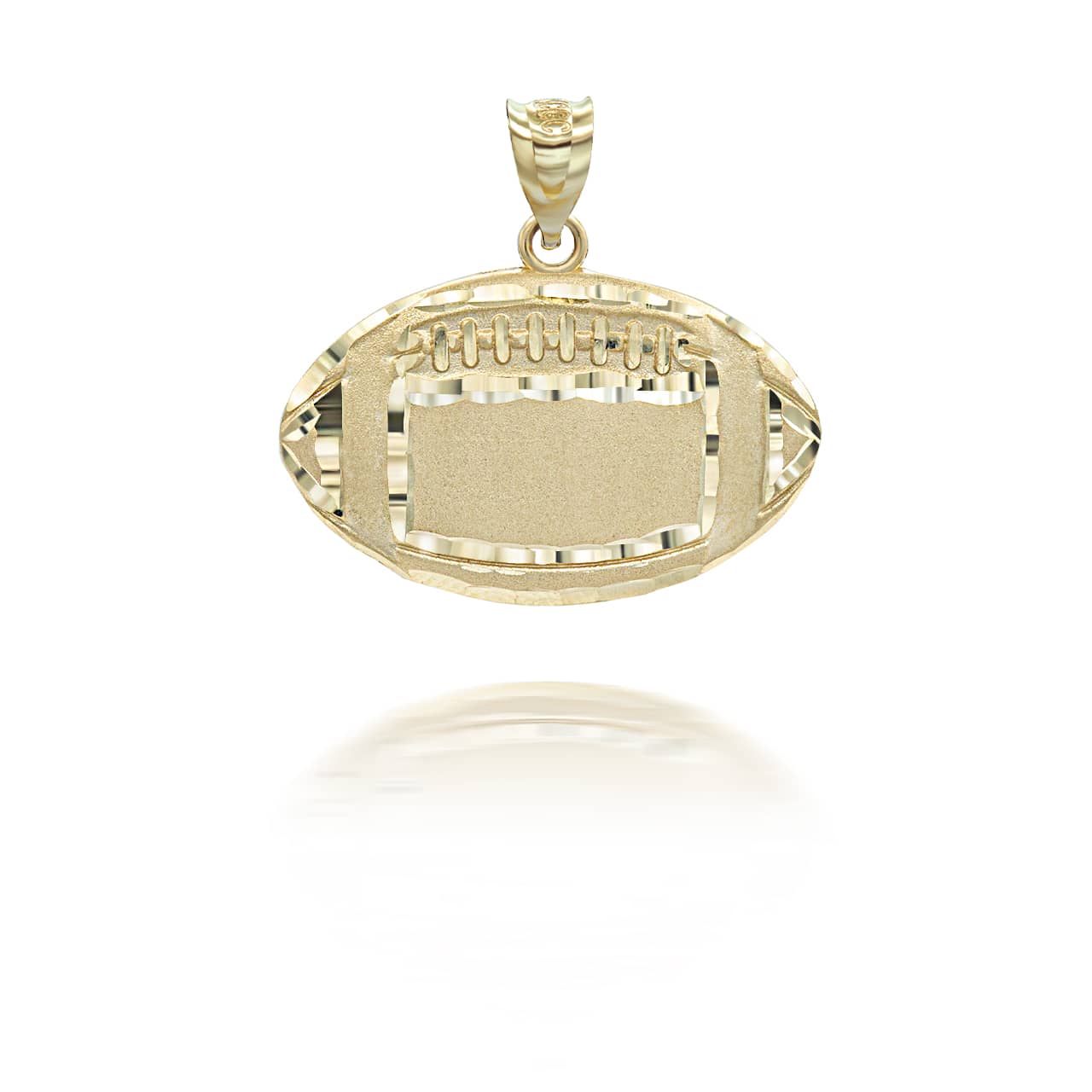 Yellow Gold Diamond Cut American Football Sports Pendant Necklace, view 2