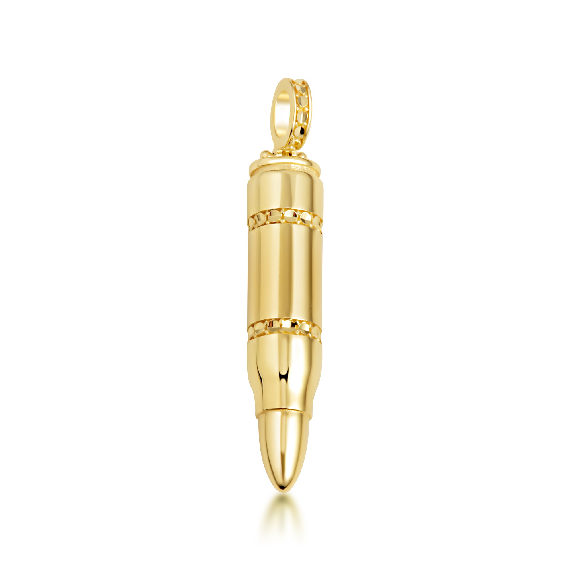 Yellow Gold Diamond Cut Bullet Pendant Necklace