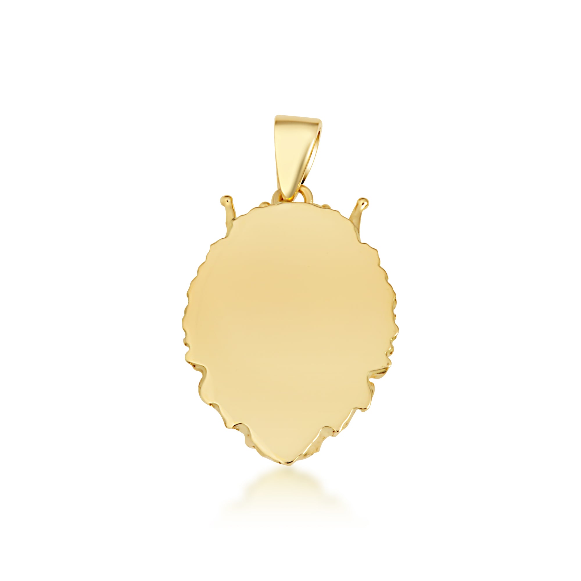 Yellow Gold Diamond Cut King Lion Crown Pendant Necklace, view 6