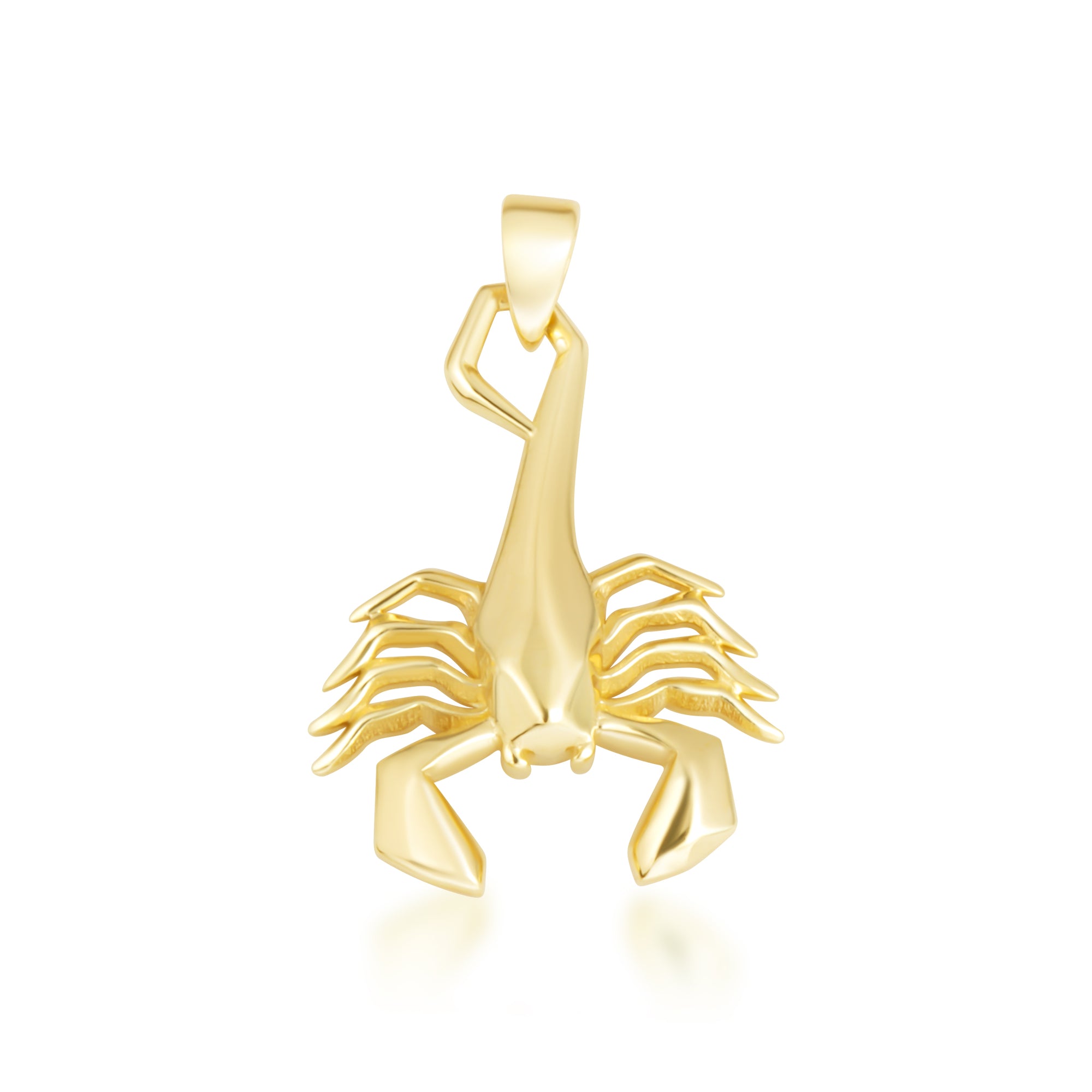 Yellow Gold Diamond Cut Scorpion Pendant Necklace