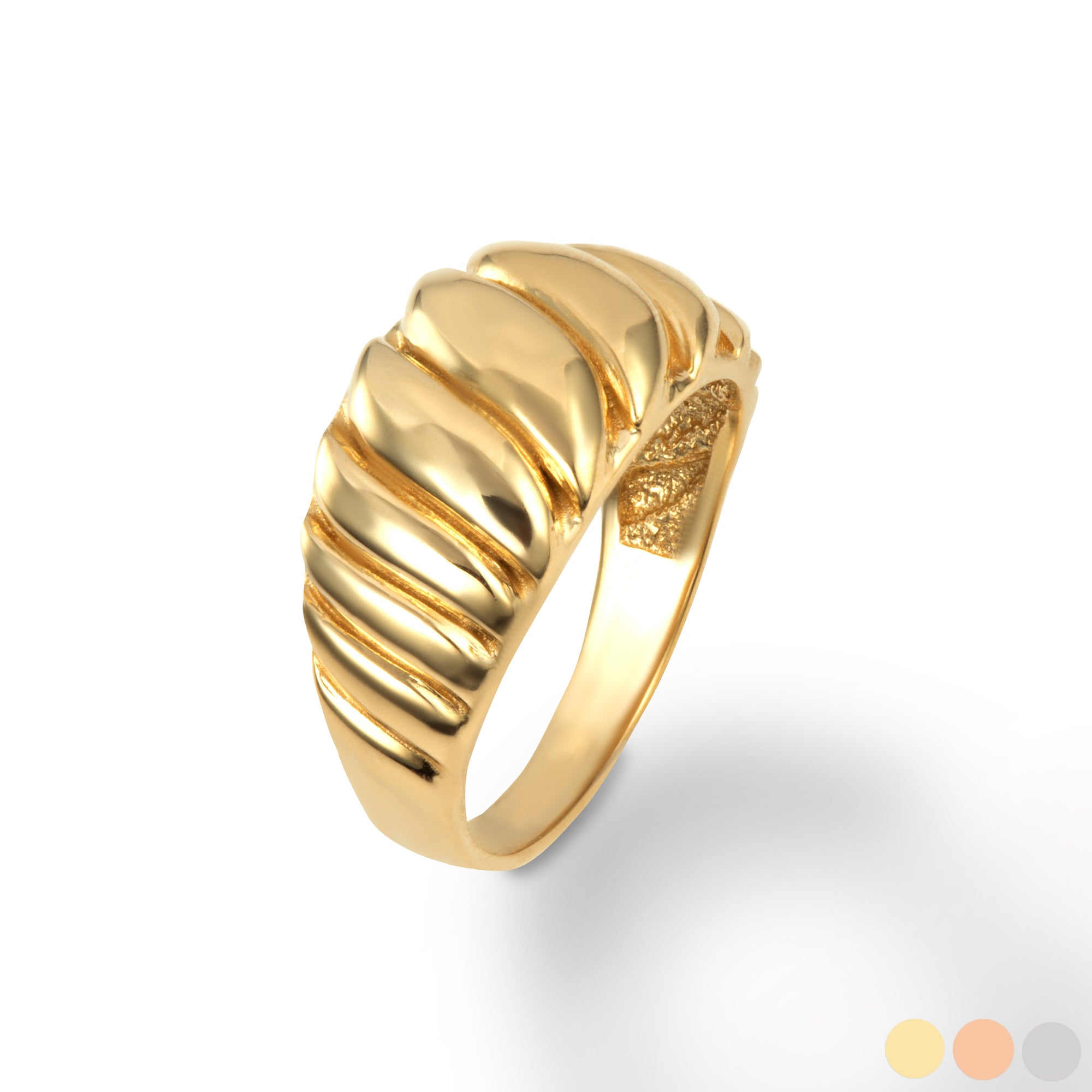Yellow Gold Dome Croissant Ring (11 mm)