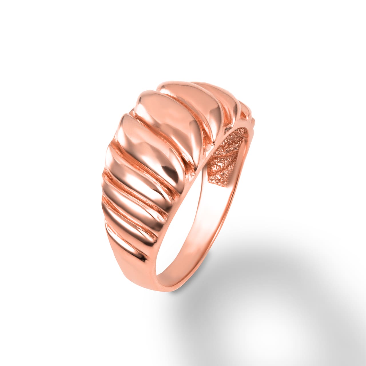 Yellow Gold Dome Croissant Ring (11 mm), view 3