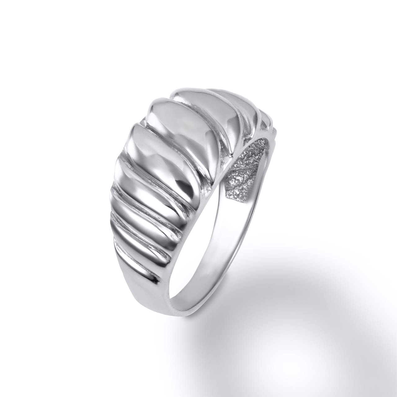 Yellow Gold Dome Croissant Ring (11 mm), view 4