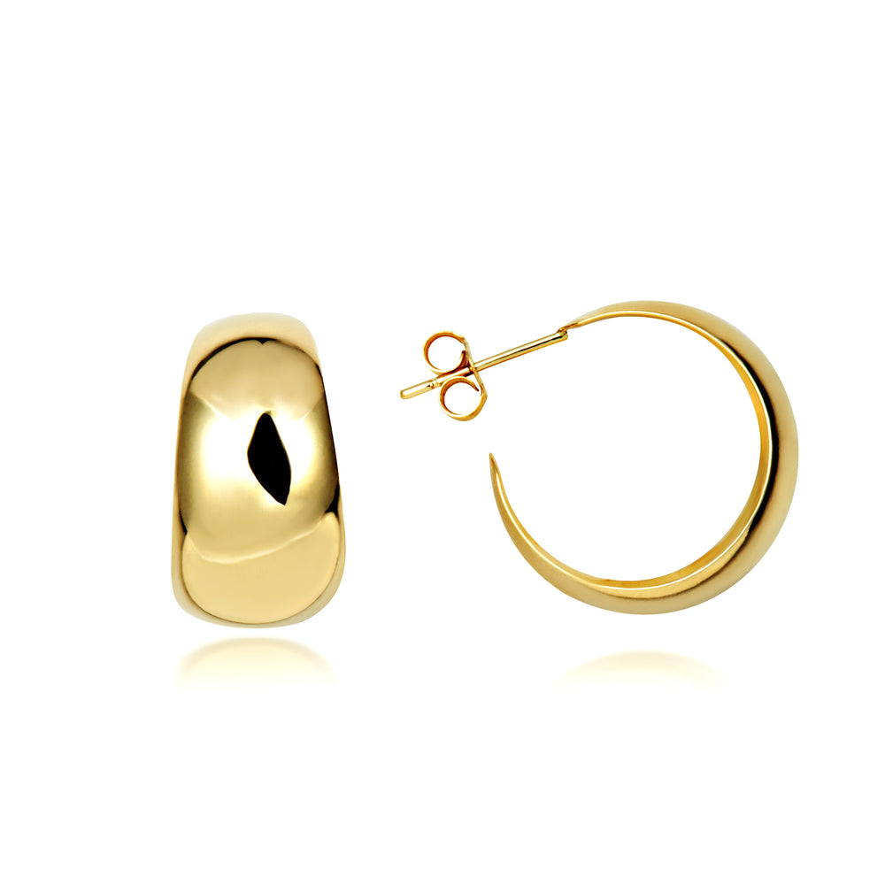 Yellow Gold Dome Hoop Stud Earrings