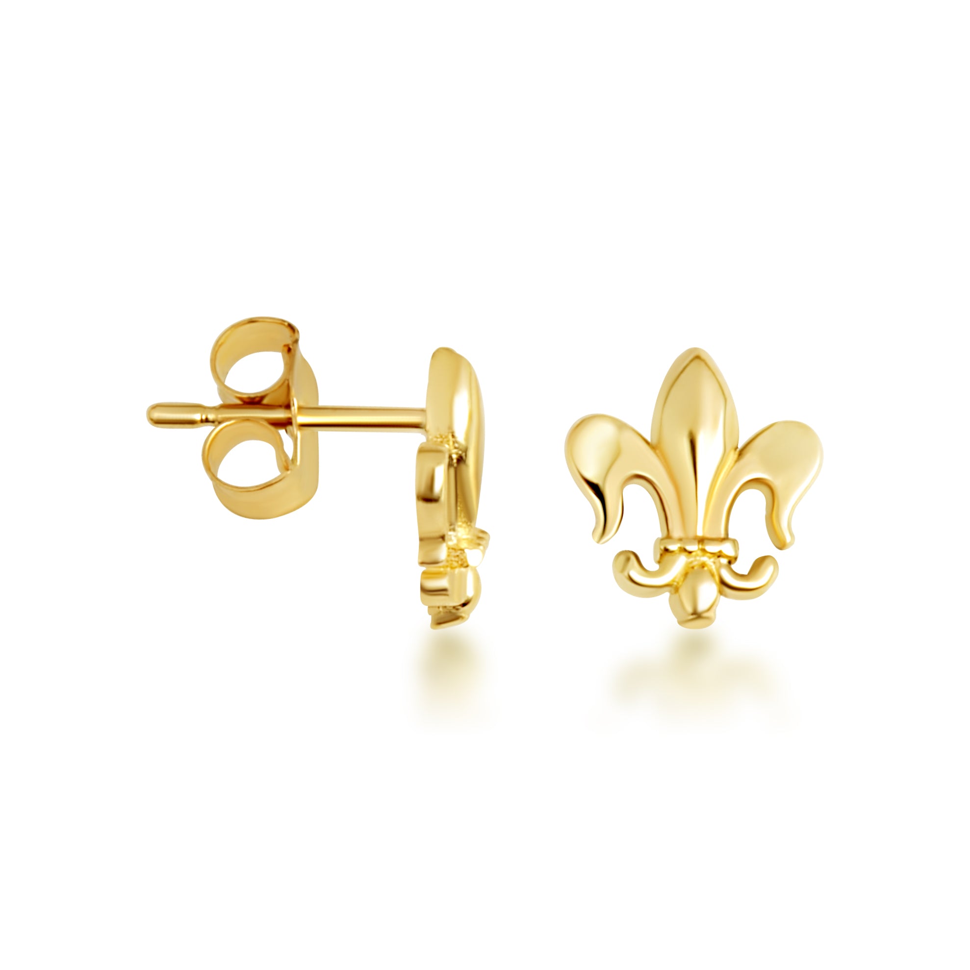 Yellow Gold Fleur-de-Lis French Stud Earrings