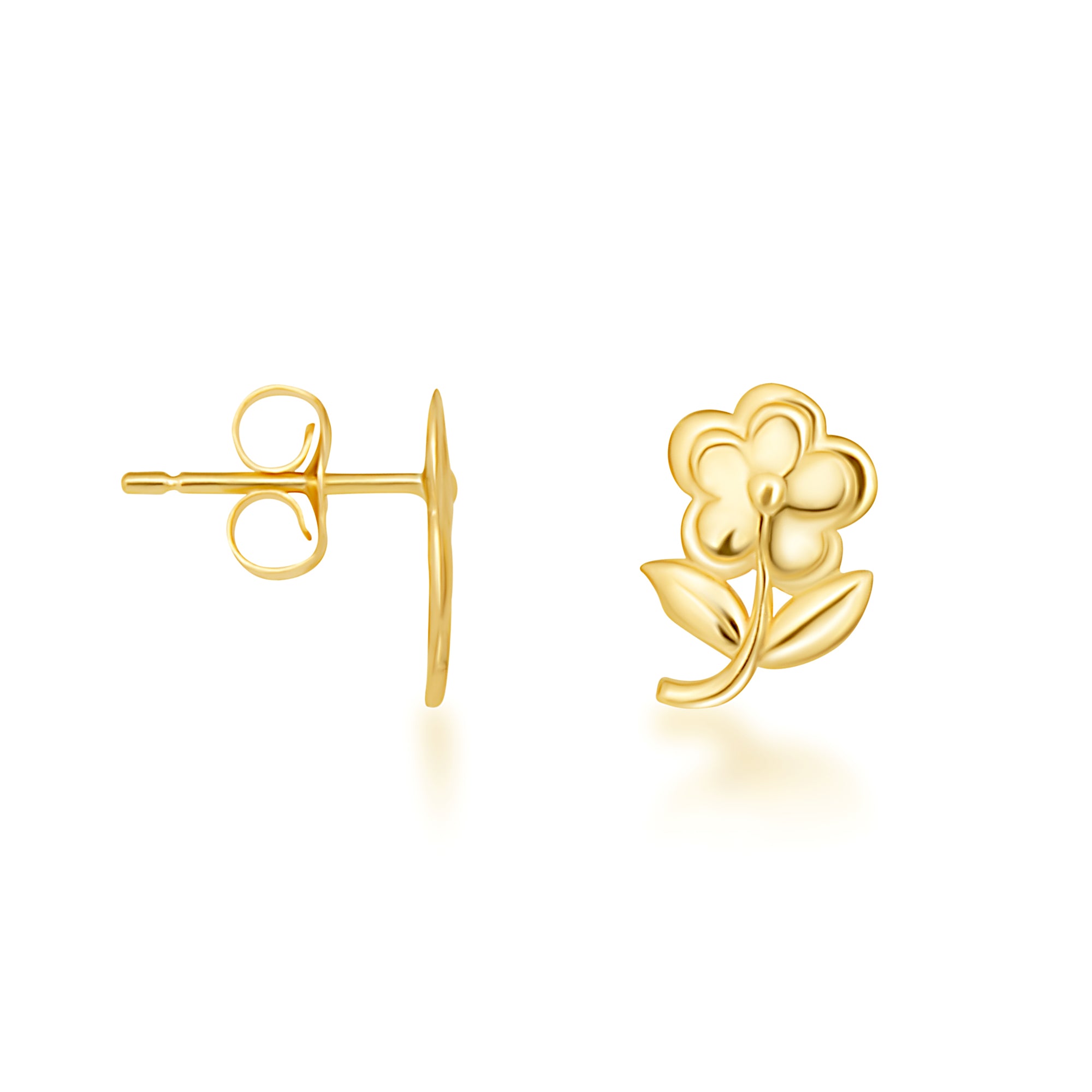 Yellow Gold Flower Daisy Stud Earrings