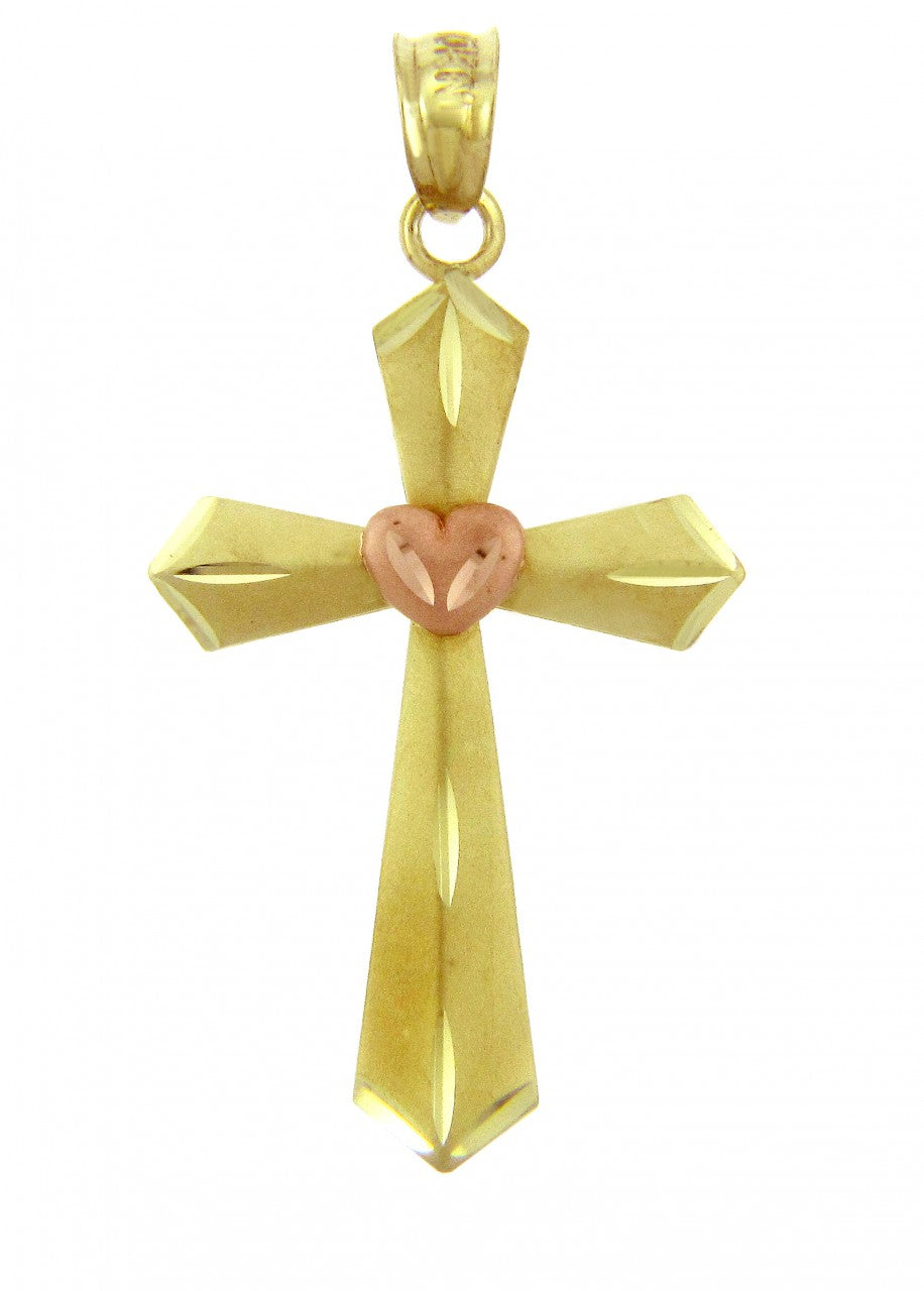 Yellow Gold Heart Cross
