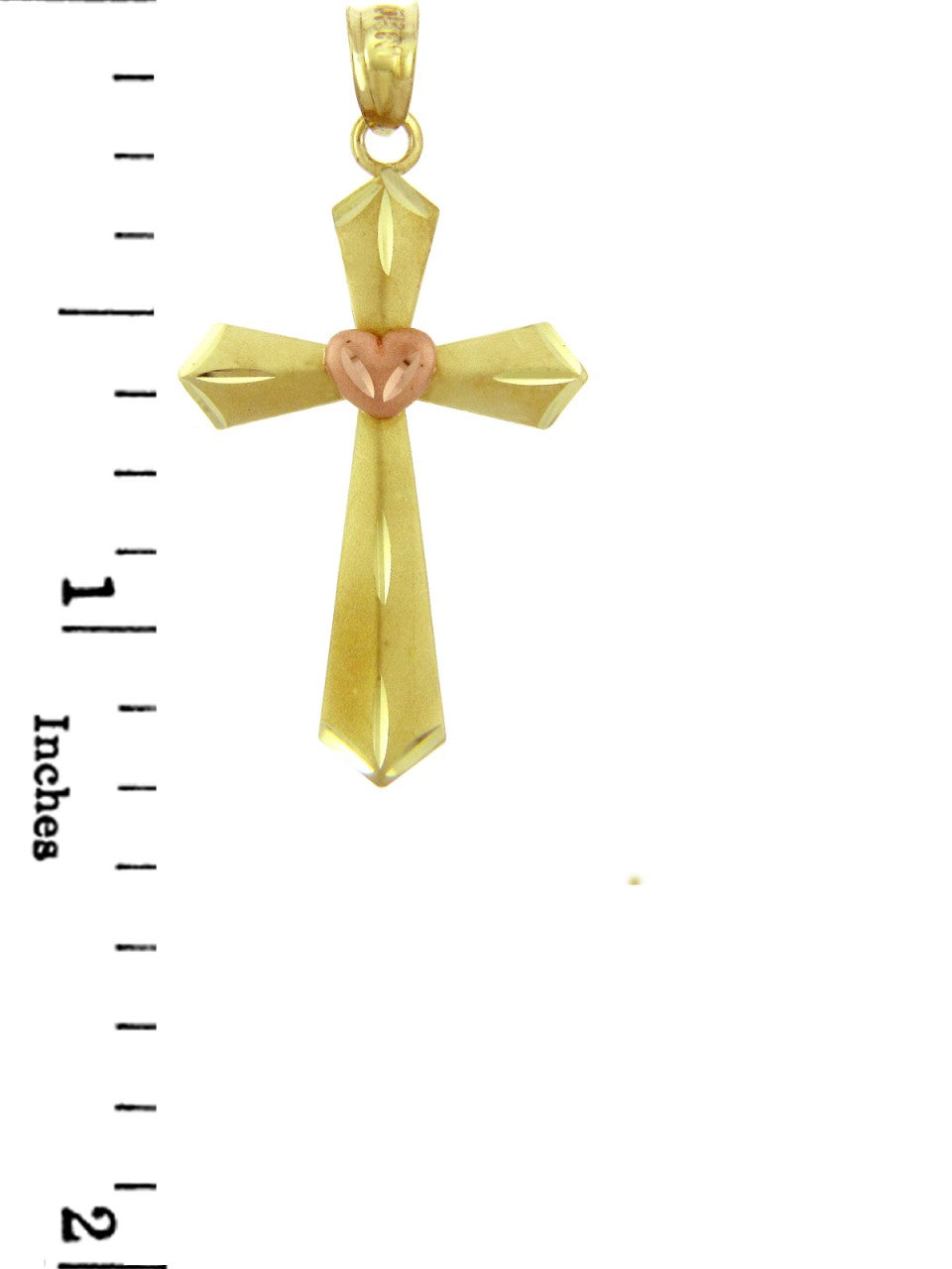 Yellow Gold Heart Cross, view 2