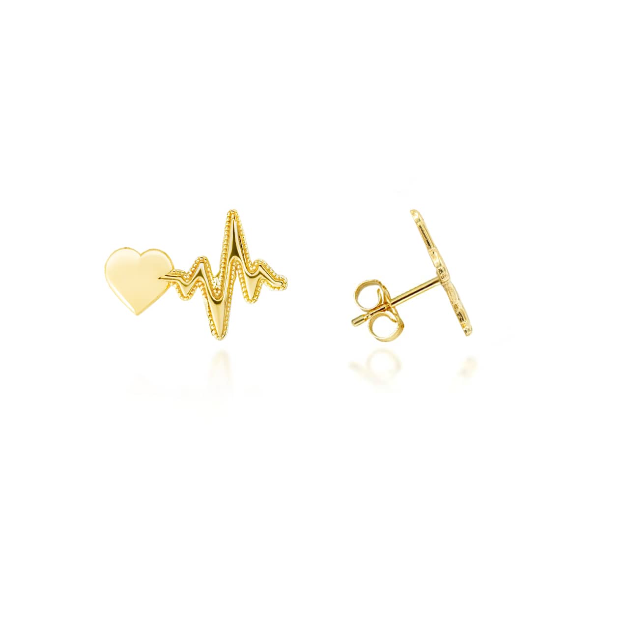 Yellow Gold Heartbeat Stud Earrings
