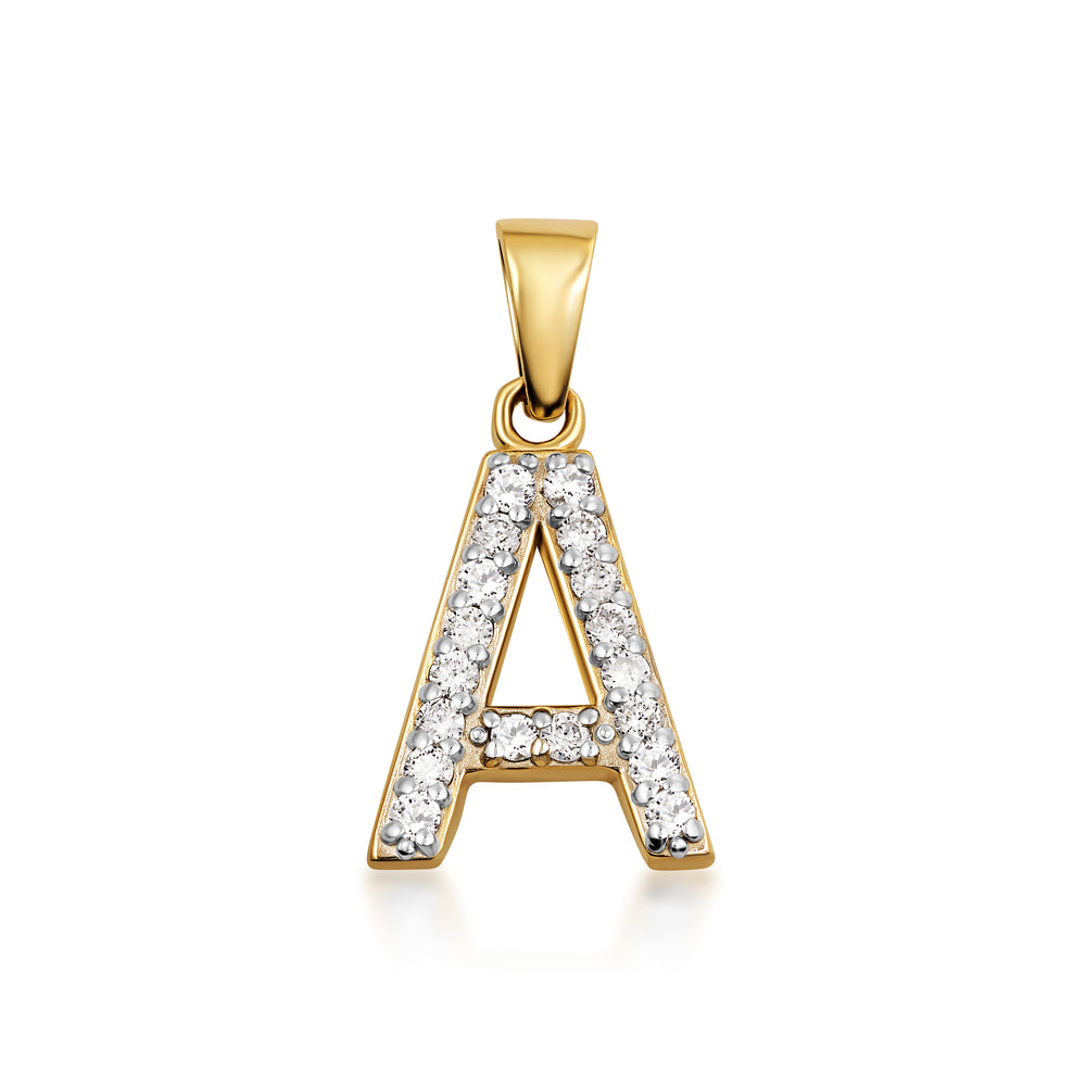 Yellow Gold Letter "A-Z" Initial Lab-Grown Diamond Monogram Pendant Necklace