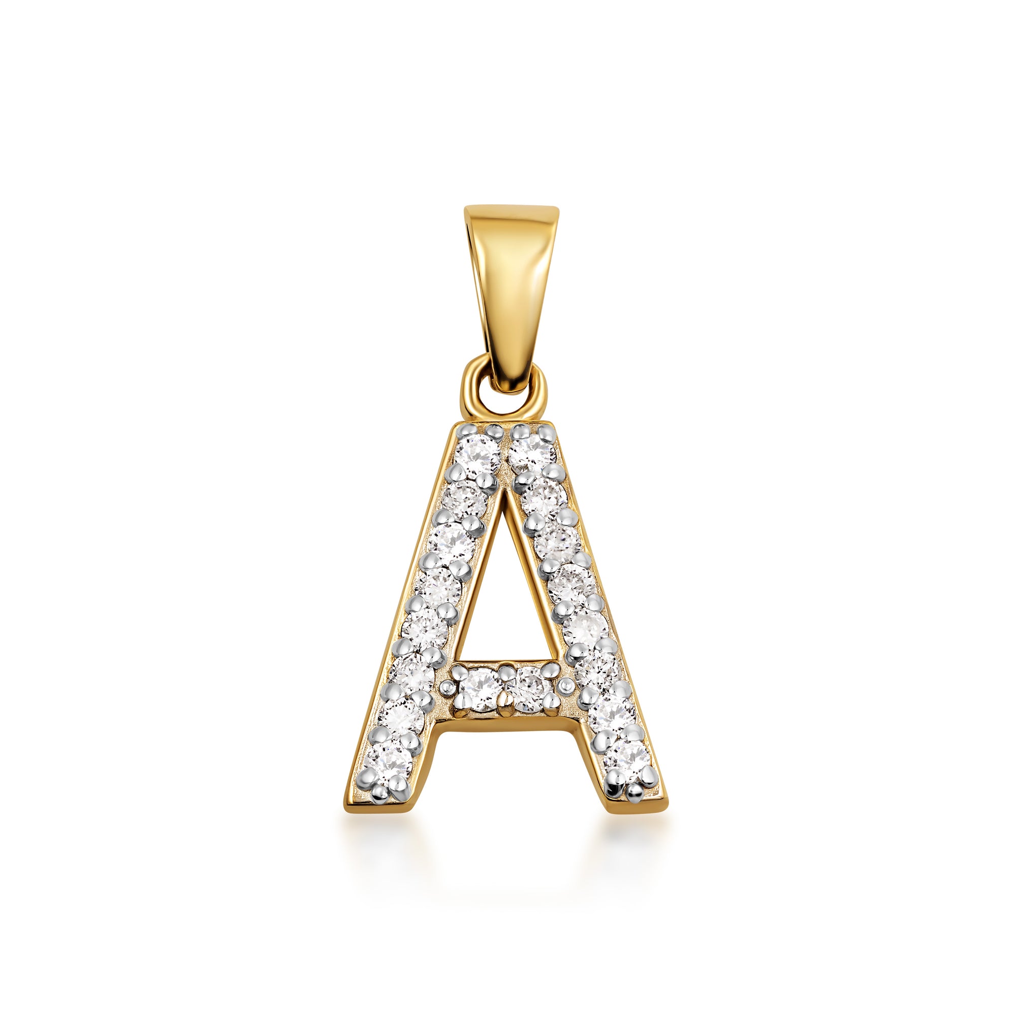 Yellow Gold Letter "A-Z" Initial Lab-Grown Diamond Monogram Pendant Necklace