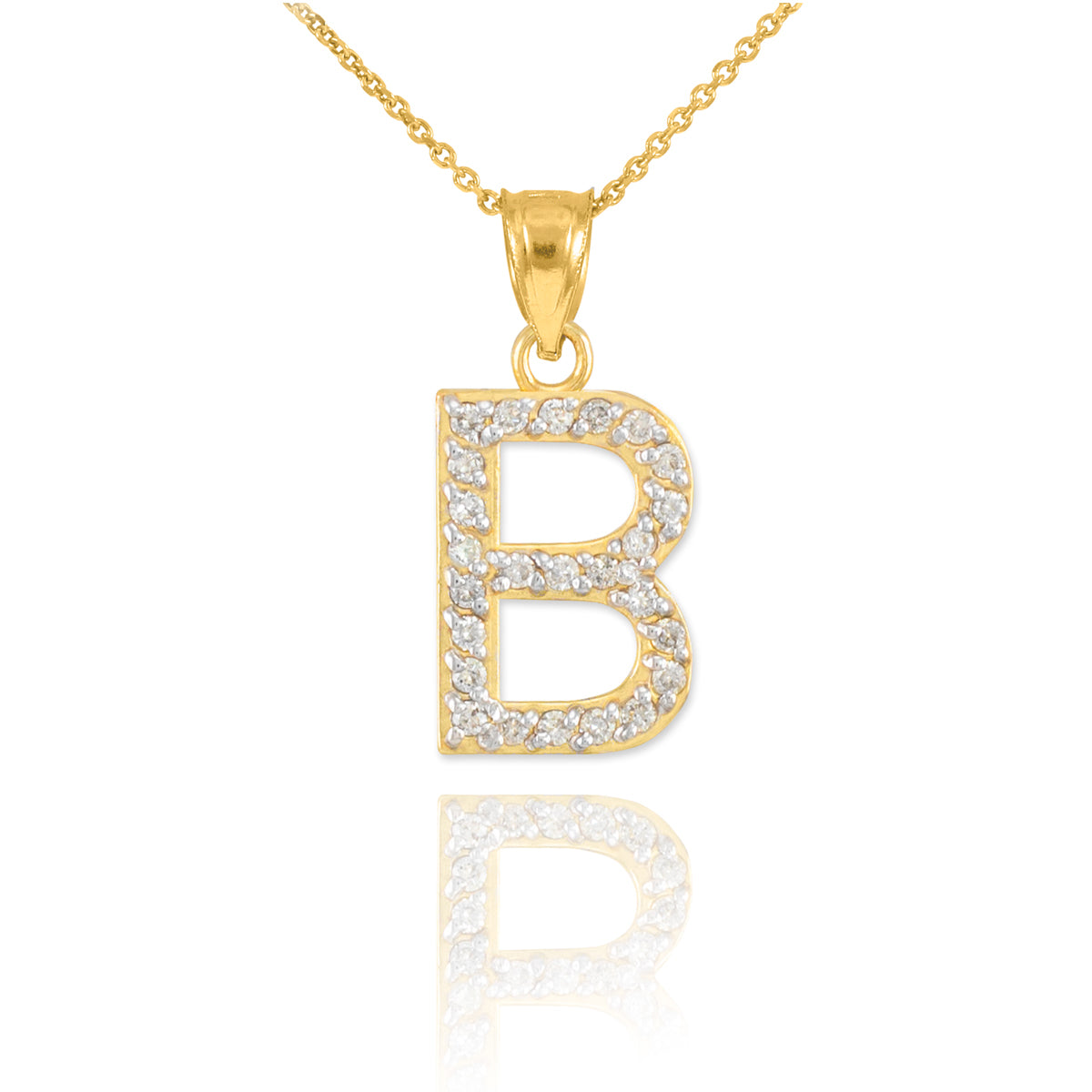 Yellow Gold Letter "A-Z" Initial Lab-Grown Diamond Monogram Pendant Necklace, view 5