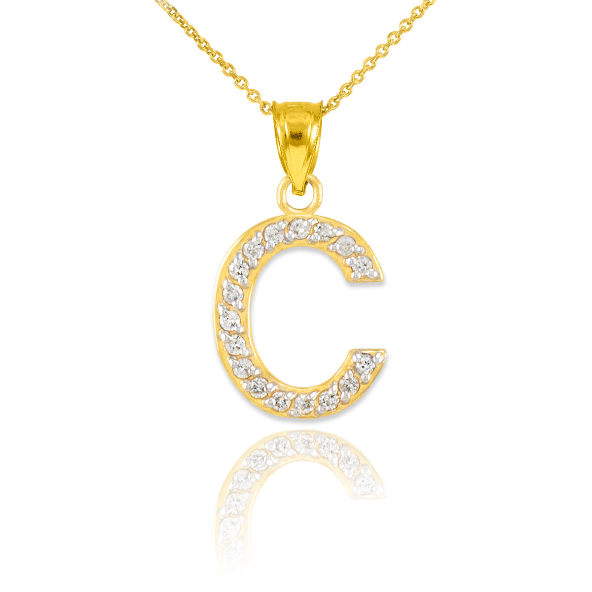 Yellow Gold Letter "A-Z" Initial Lab-Grown Diamond Monogram Pendant Necklace, view 6