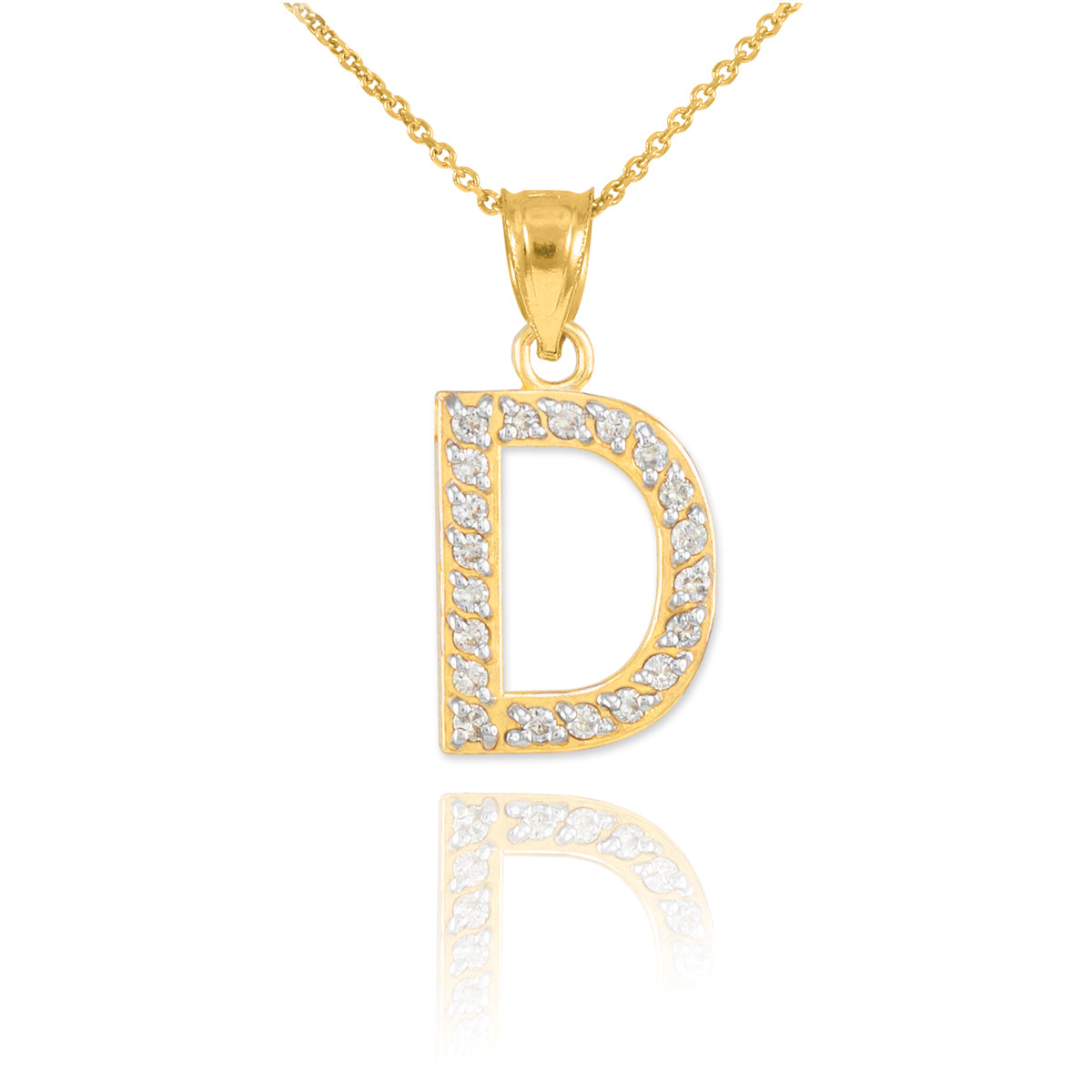 Yellow Gold Letter "A-Z" Initial Lab-Grown Diamond Monogram Pendant Necklace, view 7