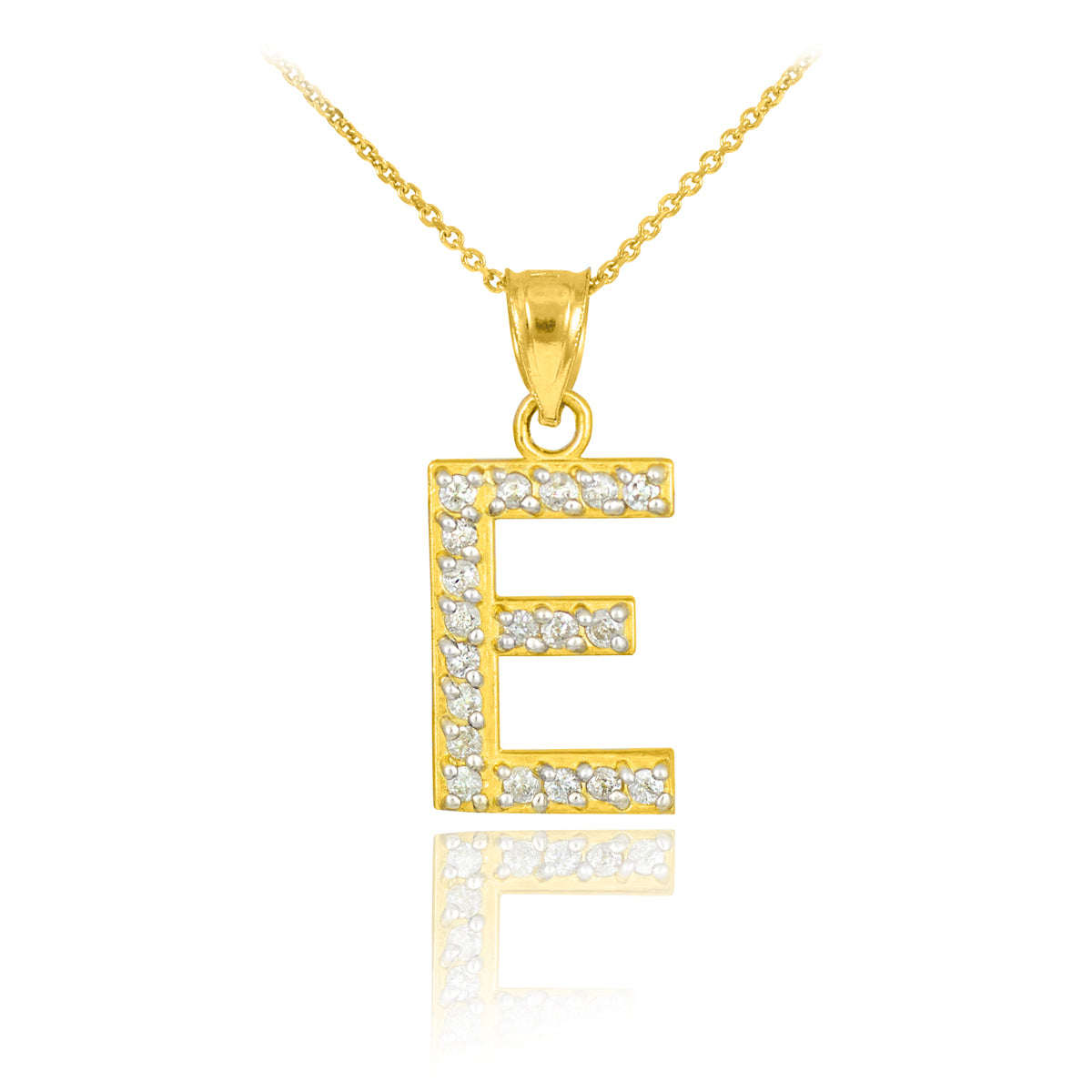 Yellow Gold Letter "A-Z" Initial Lab-Grown Diamond Monogram Pendant Necklace, view 8