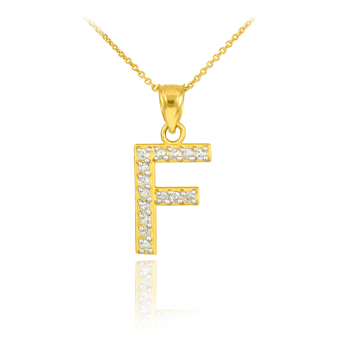 Yellow Gold Letter "A-Z" Initial Lab-Grown Diamond Monogram Pendant Necklace, view 9