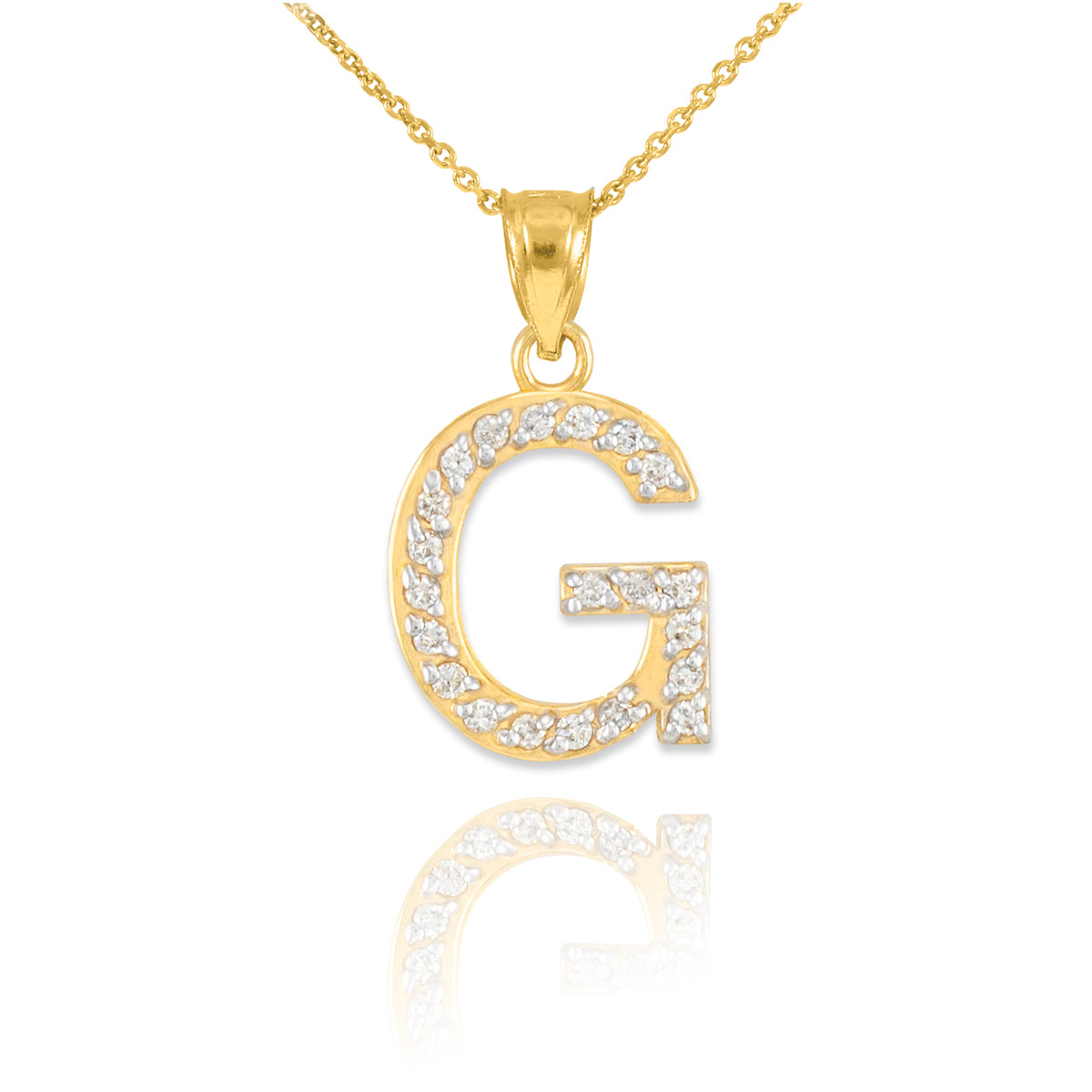Yellow Gold Letter "A-Z" Initial Lab-Grown Diamond Monogram Pendant Necklace, view 10