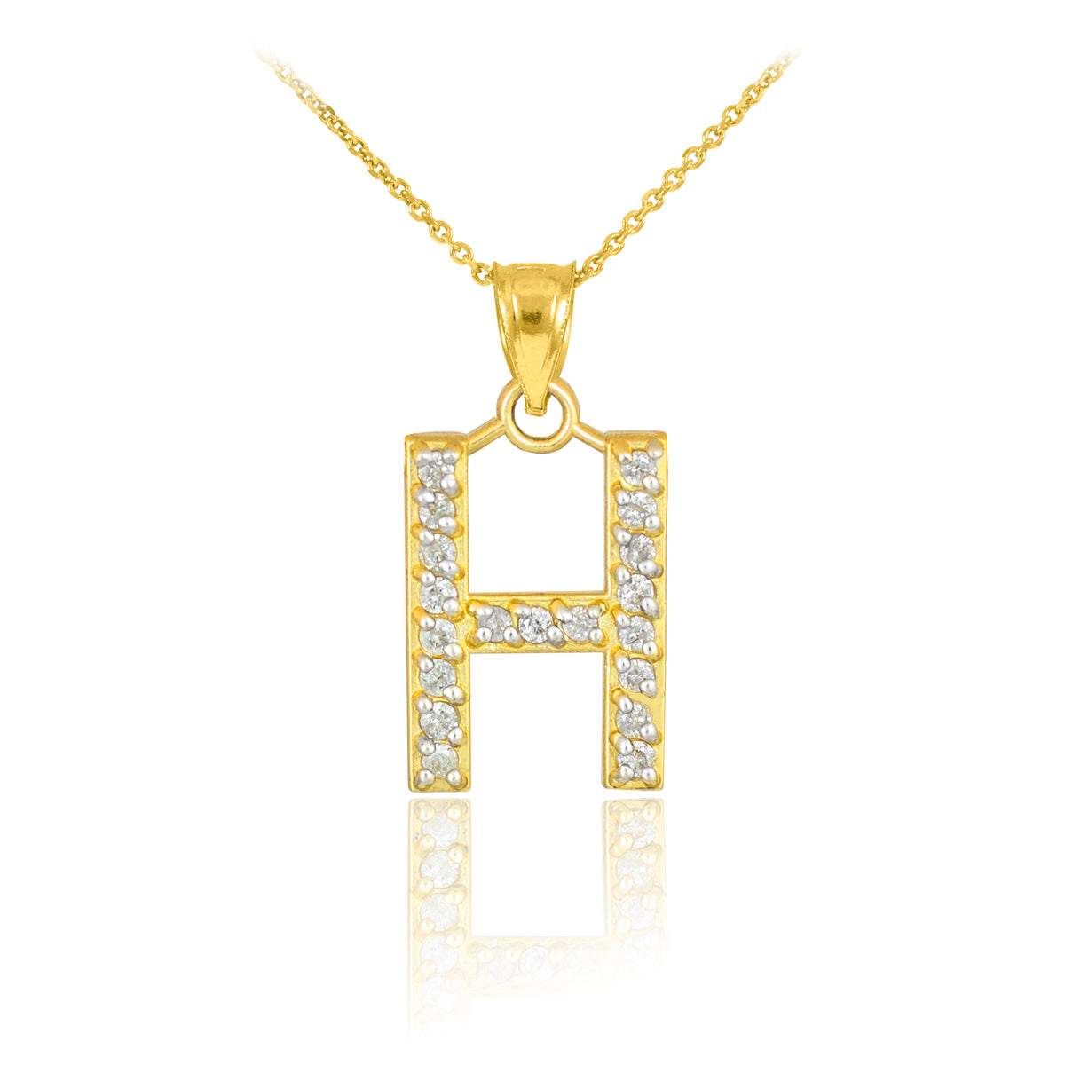 Yellow Gold Letter "A-Z" Initial Lab-Grown Diamond Monogram Pendant Necklace, view 11