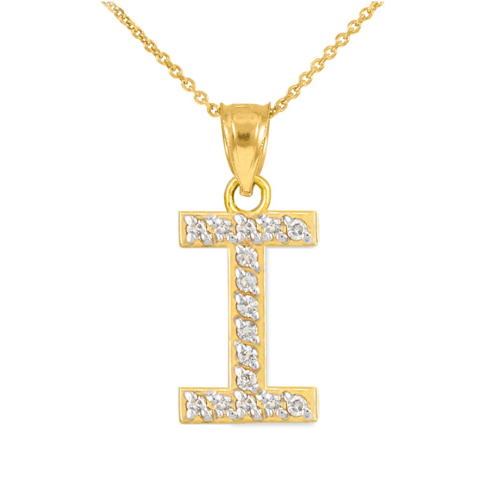Yellow Gold Letter "A-Z" Initial Lab-Grown Diamond Monogram Pendant Necklace, view 12
