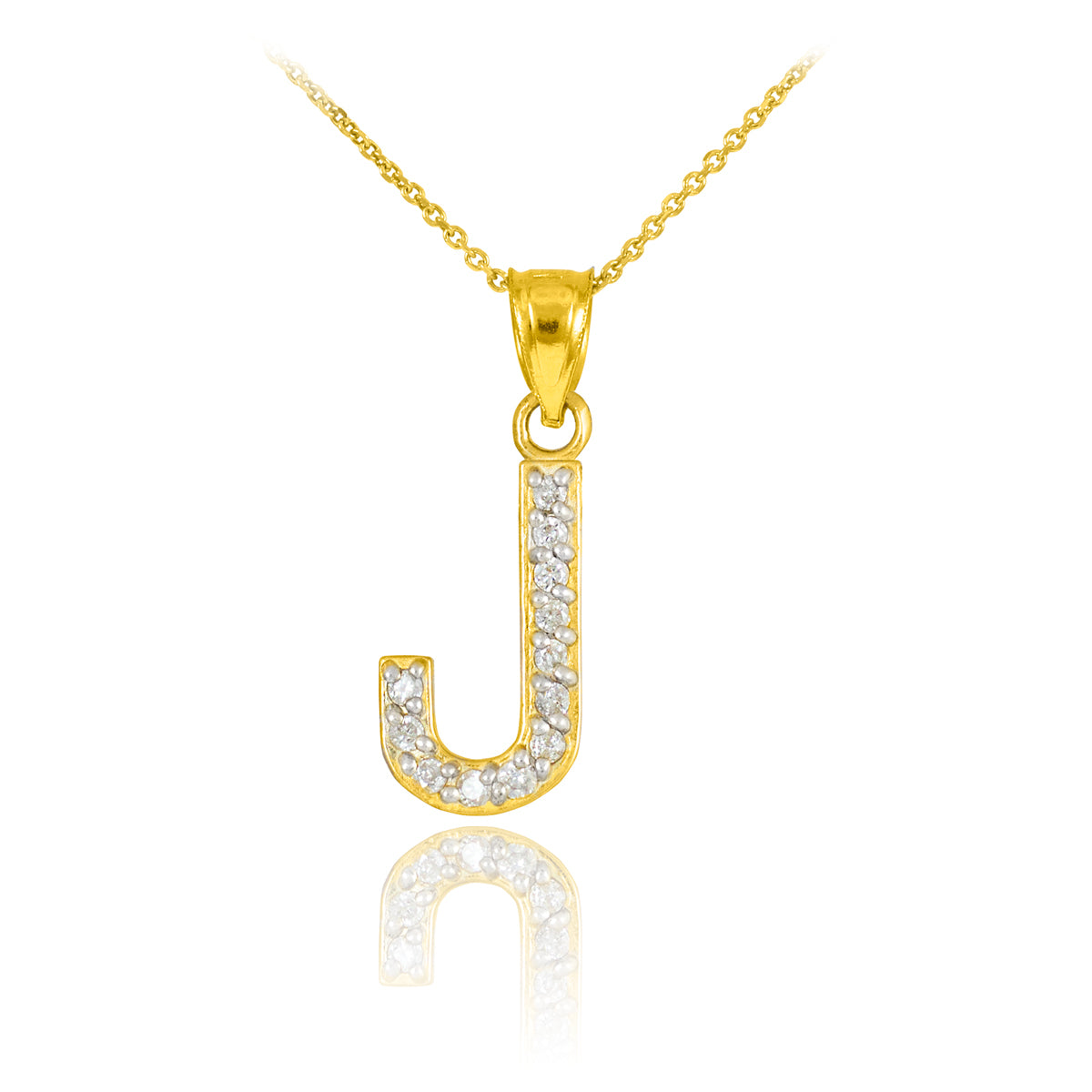Yellow Gold Letter "A-Z" Initial Lab-Grown Diamond Monogram Pendant Necklace, view 13
