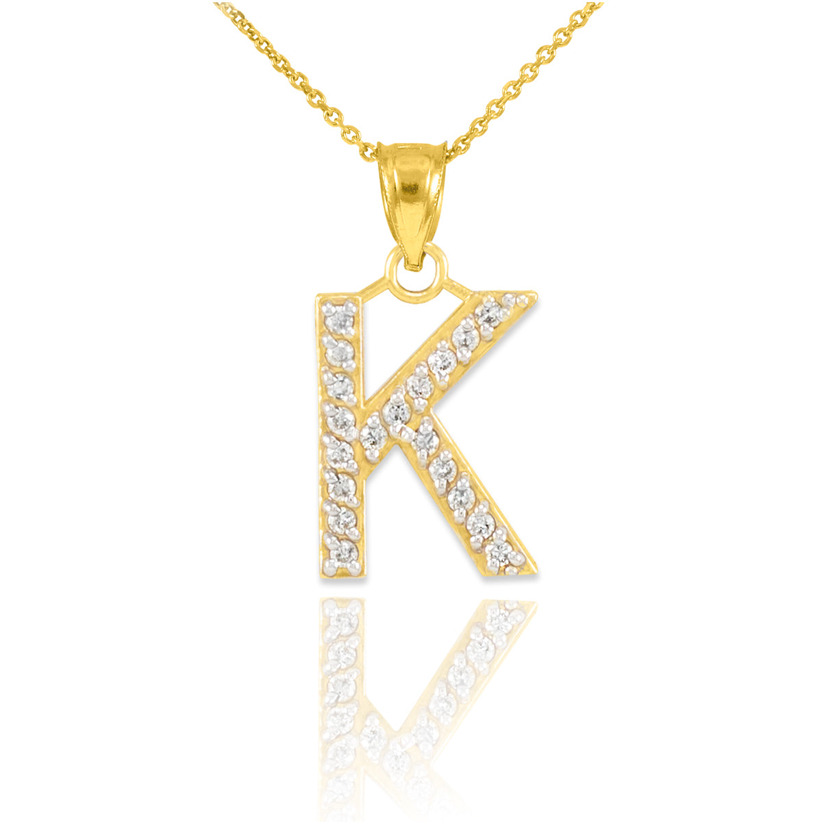 Yellow Gold Letter "A-Z" Initial Lab-Grown Diamond Monogram Pendant Necklace, view 14
