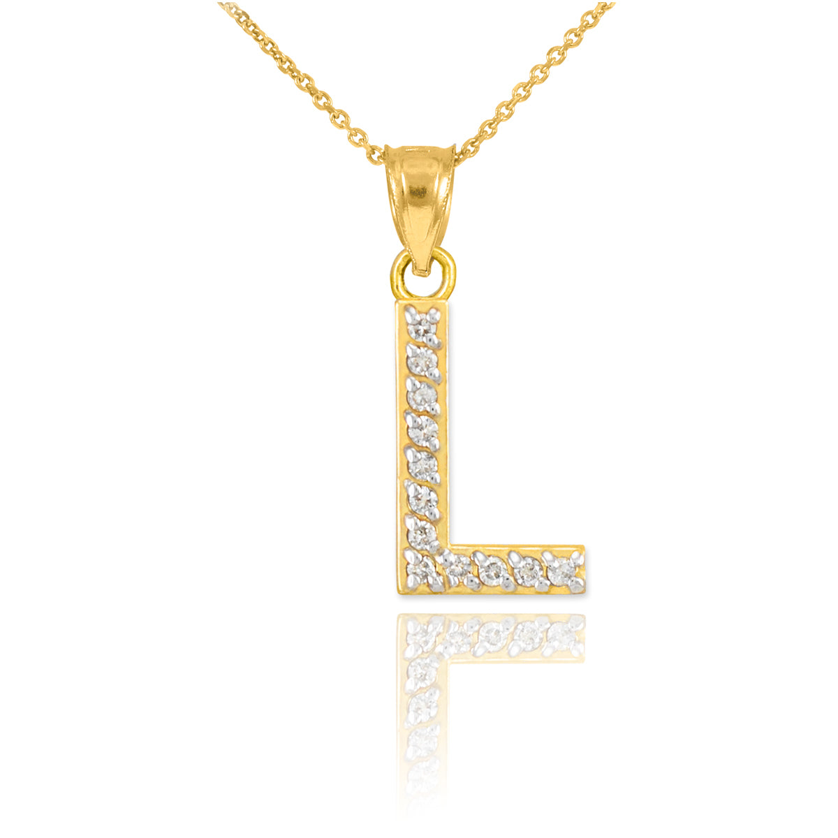 Yellow Gold Letter "A-Z" Initial Lab-Grown Diamond Monogram Pendant Necklace, view 15