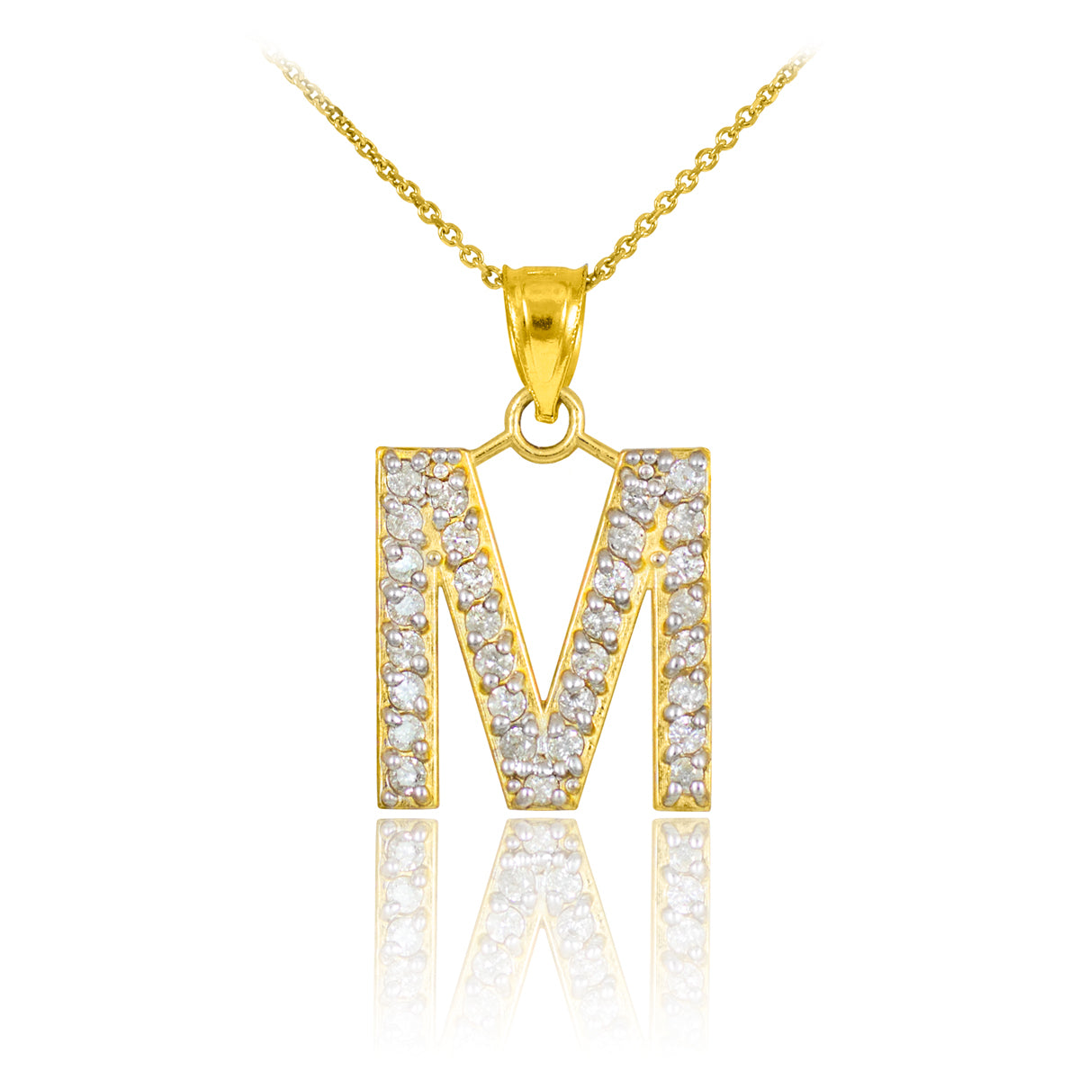 Yellow Gold Letter "A-Z" Initial Lab-Grown Diamond Monogram Pendant Necklace, view 16