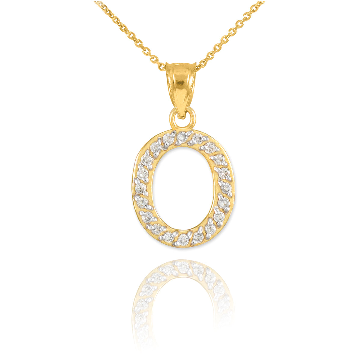 Yellow Gold Letter "A-Z" Initial Lab-Grown Diamond Monogram Pendant Necklace, view 18