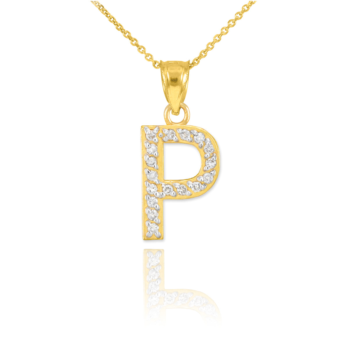 Yellow Gold Letter "A-Z" Initial Lab-Grown Diamond Monogram Pendant Necklace, view 19