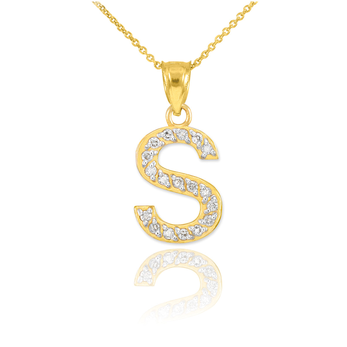 Yellow Gold Letter "A-Z" Initial Lab-Grown Diamond Monogram Pendant Necklace, view 22