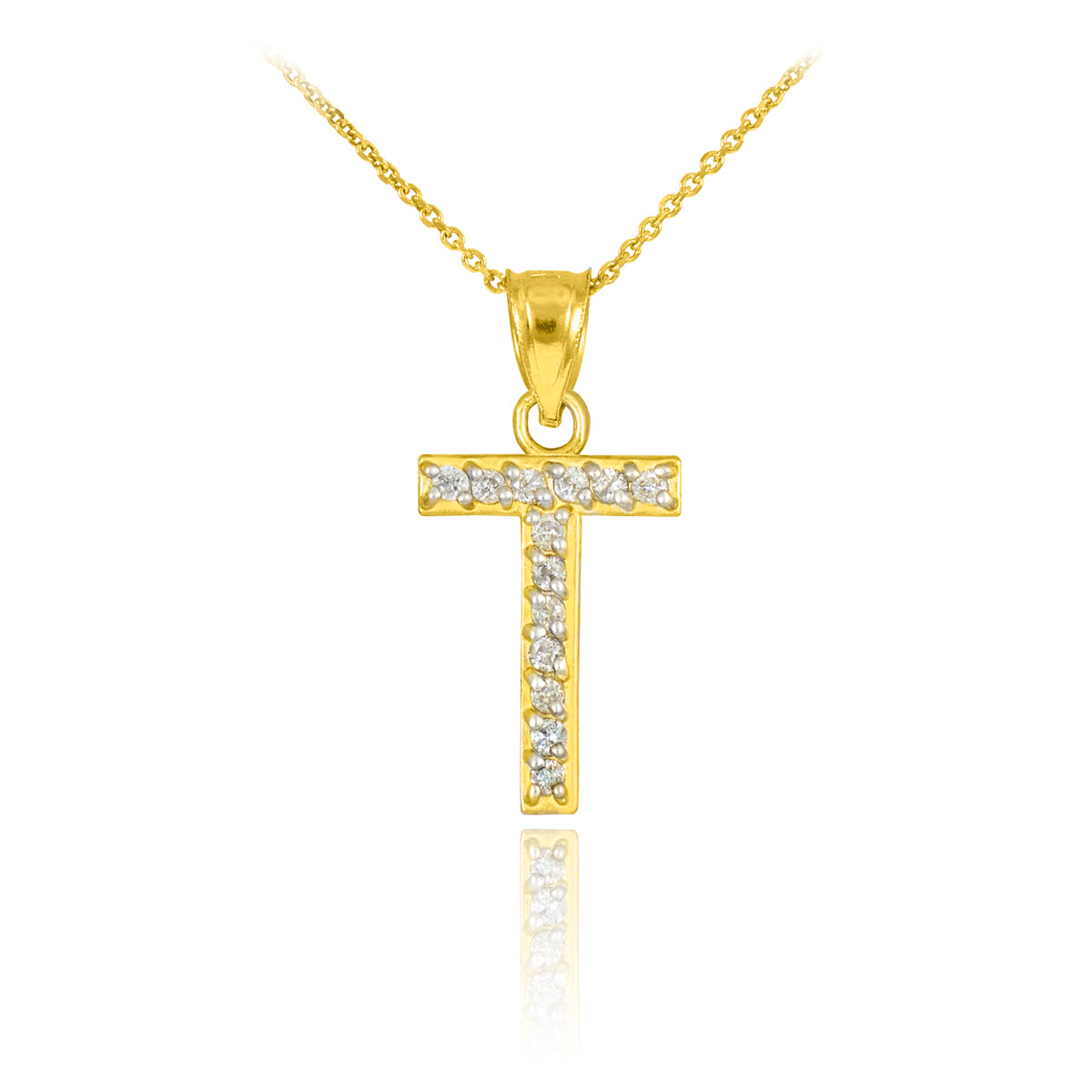 Yellow Gold Letter "A-Z" Initial Lab-Grown Diamond Monogram Pendant Necklace, view 23