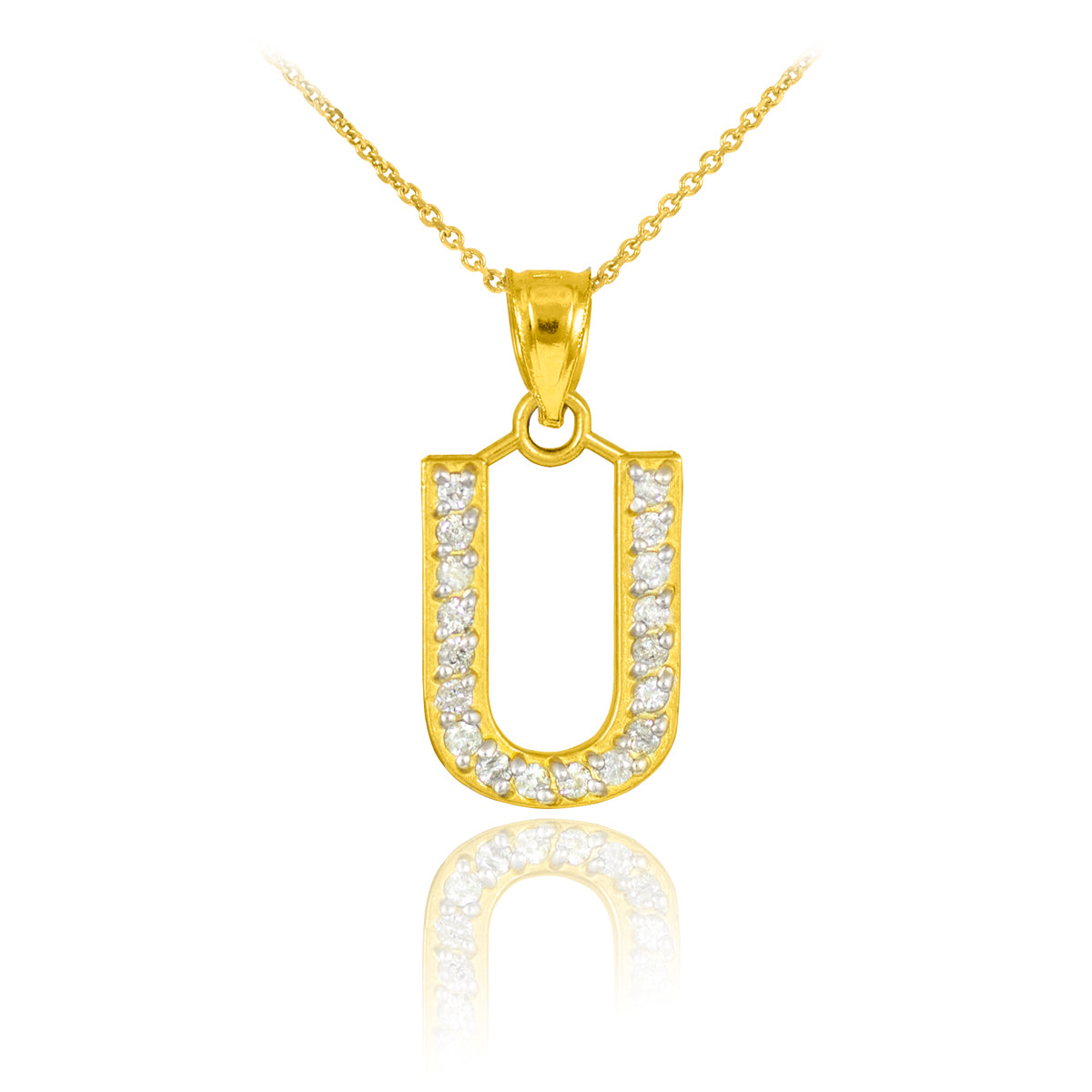 Yellow Gold Letter "A-Z" Initial Lab-Grown Diamond Monogram Pendant Necklace, view 24