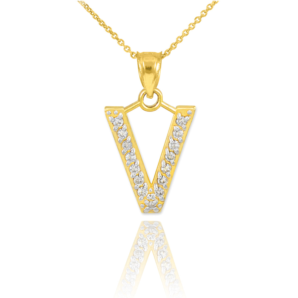 Yellow Gold Letter "A-Z" Initial Lab-Grown Diamond Monogram Pendant Necklace, view 25