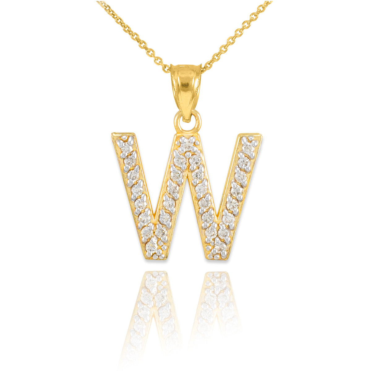 Yellow Gold Letter "A-Z" Initial Lab-Grown Diamond Monogram Pendant Necklace, view 26